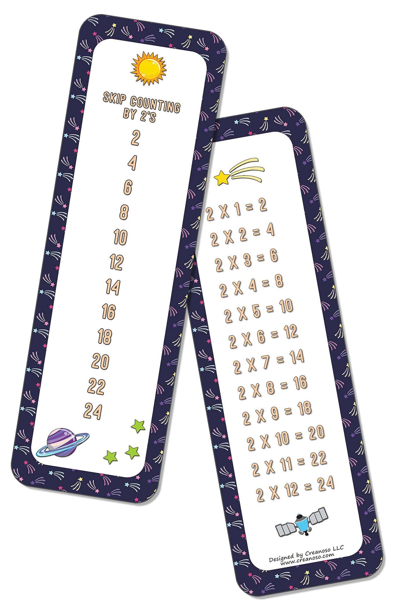 Creanoso Skip Counting Chart Bookmark Cards - Space Universe Theme (6-Set X 11 Cards) – Stocking Stuffers Gifts Page Clippers Corporate Giveaways 4