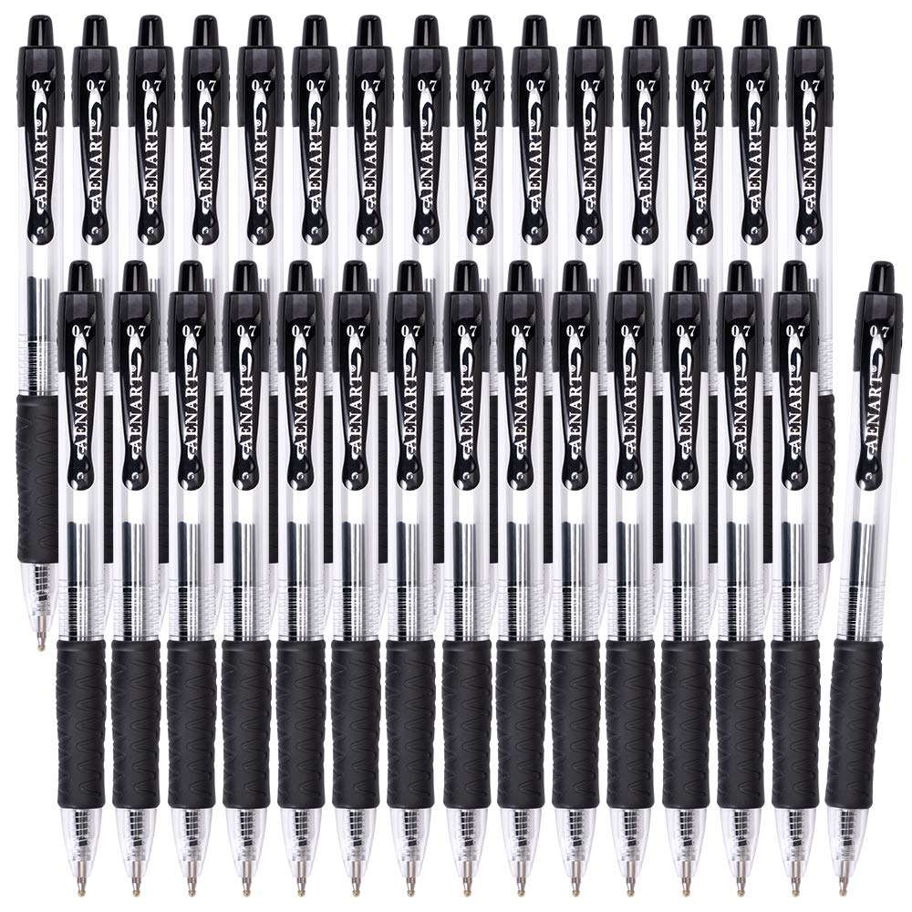 Gel Pens, 30 Pack Black Gel Pen Fine Point, Retractable Gel Ink Rollerball Pens for Smooth Writing (0.7mm) 1