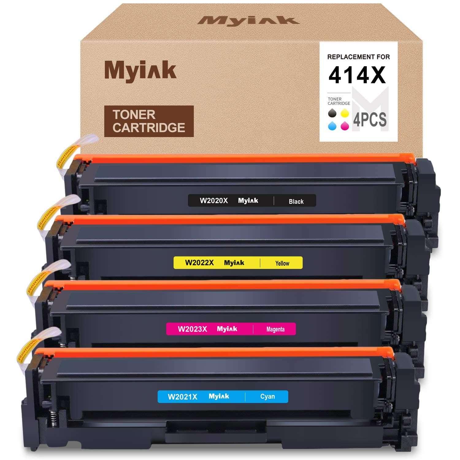 MYIK Compatible Toner Cartridge Replacement for HP 414X W2020X W2021X W2022X W2023X to use with Color Laserjet Pro M454dw M454dn M479fdw M479fdn M479dw (Black, Cyan, Yellow, Magenta, NO CHIP) 1