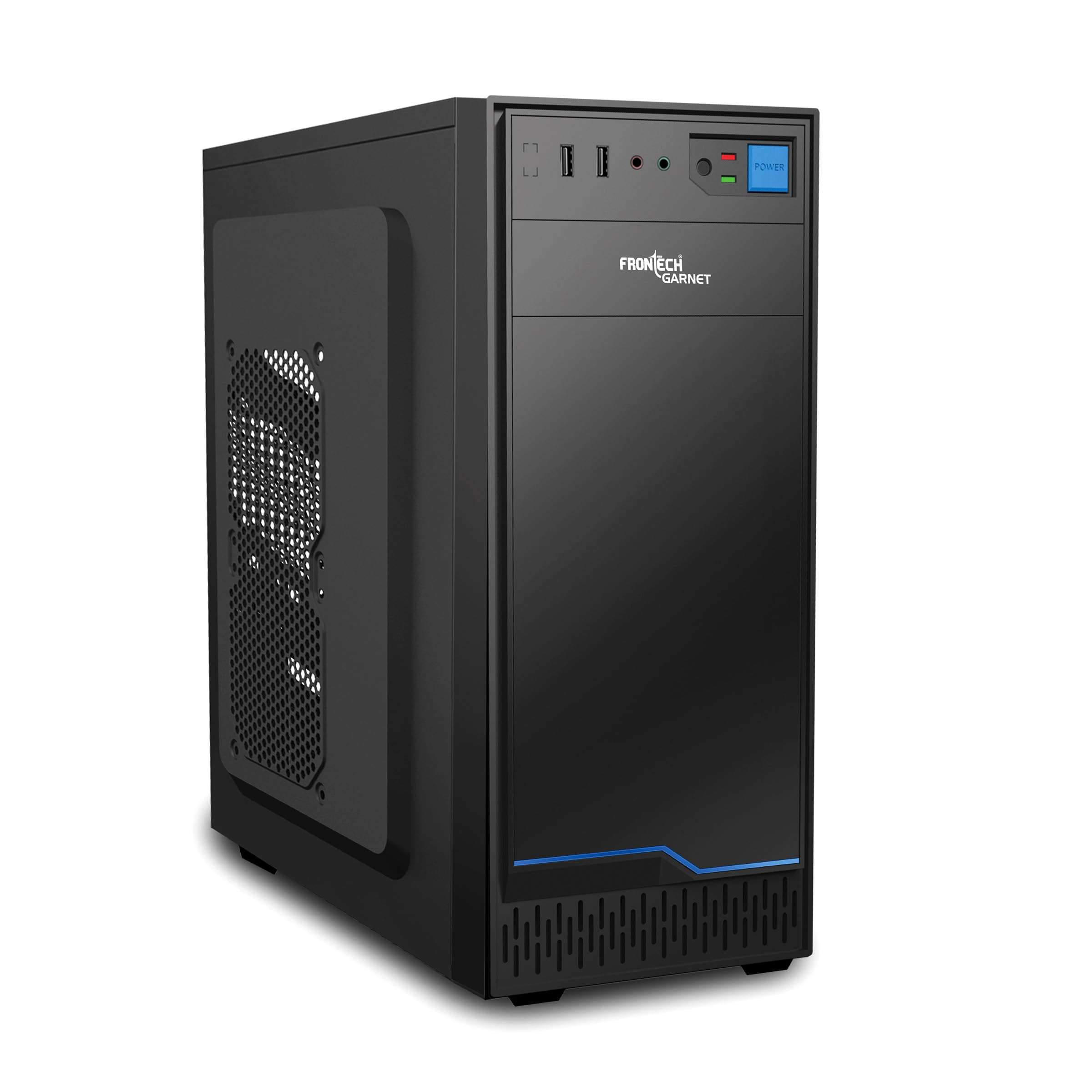 FRONTECH Garnet Premium Silver Series Cabinet/Computer Case with HD Audio | ATX/Mini ATX Compatible | Installed 1 x 80 mm Fan, 2 x USB 1.1 | Ideal for Home/Office/Gaming (FT 4323B, Blue) 1