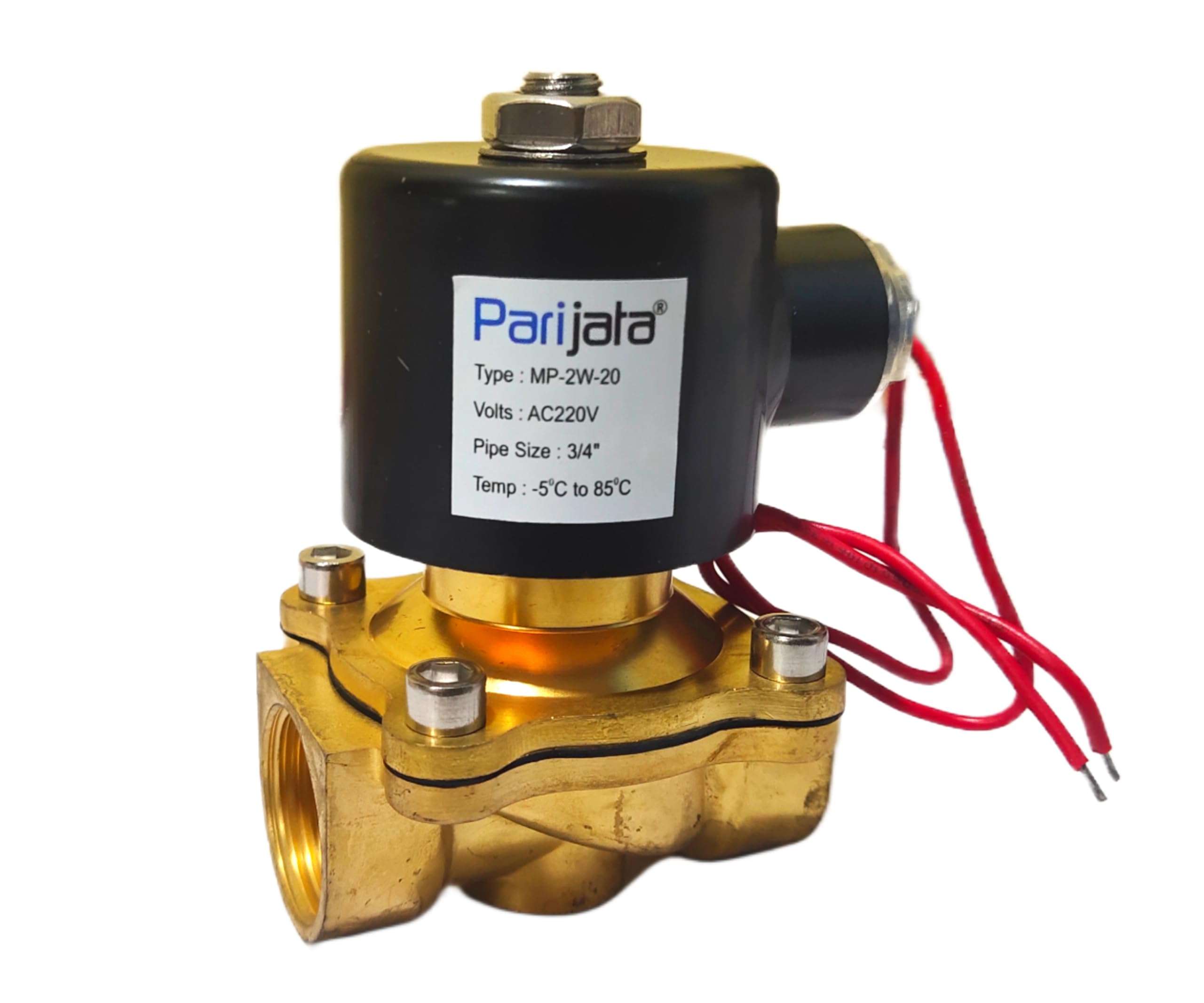 Parijata Brass AC220V Water/Air Closed Brass Electric Solenoid Valve Water Air Fuels, pipe size 3/4"x3/4" 1