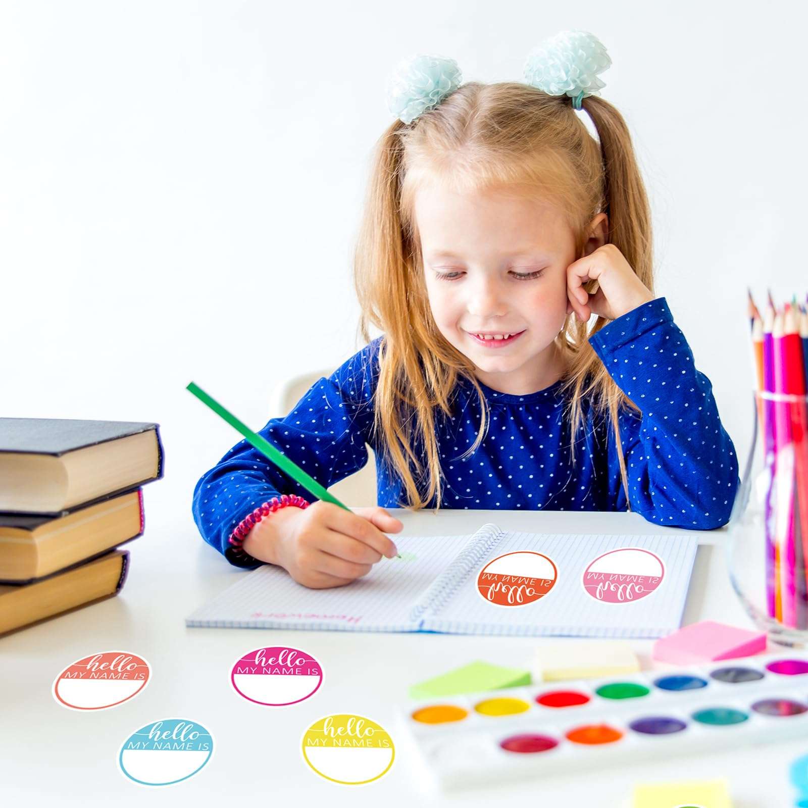 JarThenaAMCS 315Pcs Hello My Name is Name Tag Macaron Round Nameplate Sticker 9 Colors Classroom Bulletin Board Decor Colorful Label Sticker for Office Desk Wall Decor, 2.5 in 5