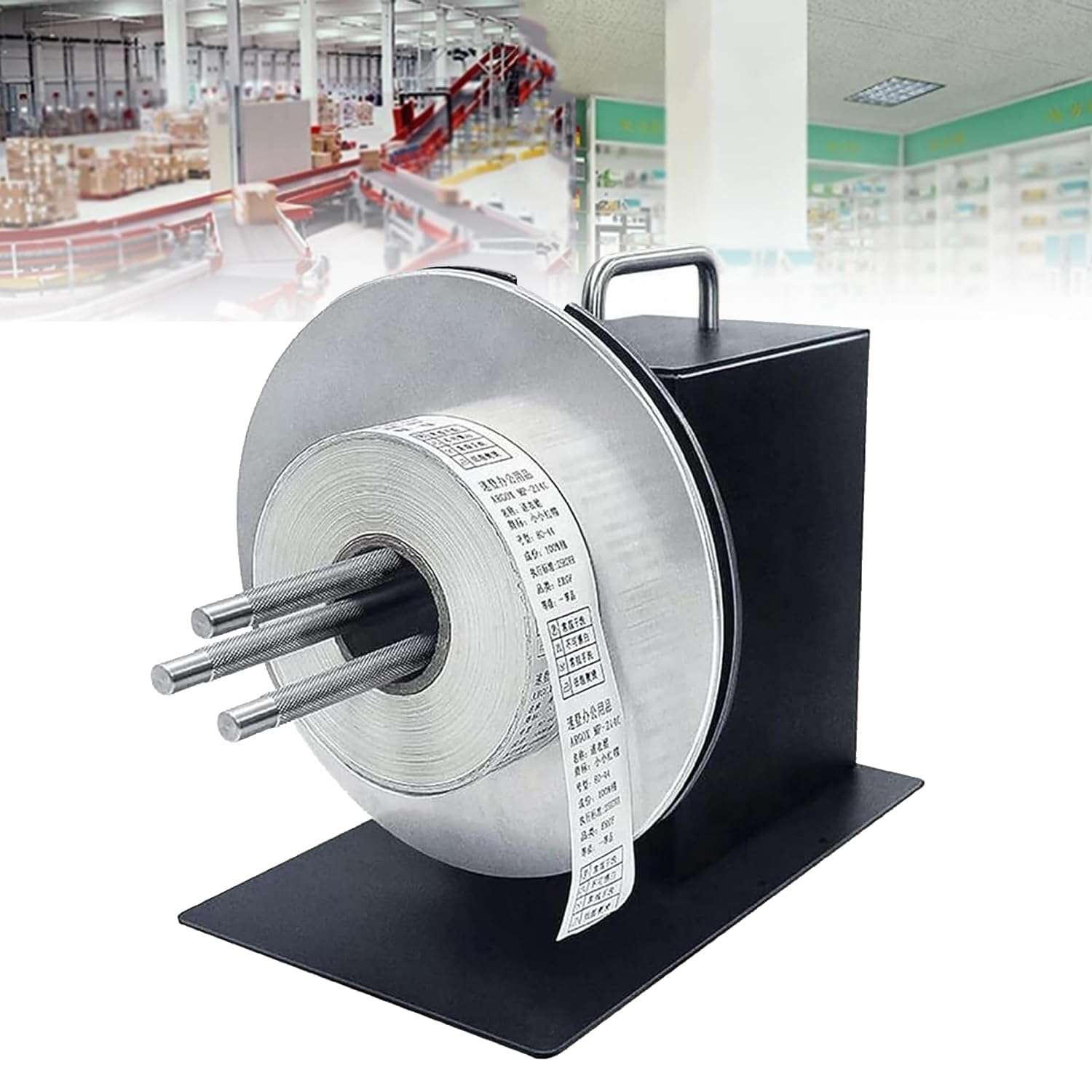 Pveanns Label Rewinder, Automatic Label Rewinder, Stainless Steel Shaft, 0-8 Inch/s Speed-Adjustable, Synchronized with Printer,Low Noise for Office, Warehouse 1