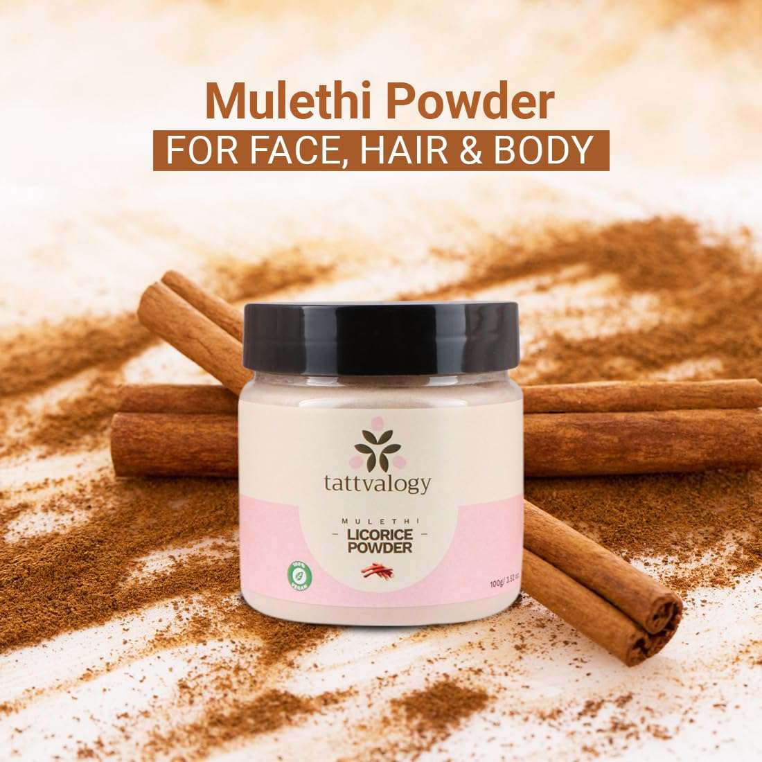 Tattvalogy Licorice Root Powder | Mulethi Powder | Yashtimadhu | Glycyrrhiza glabra | 100% Pure & Natural | Facial Mask | For Hair and Skin Care | Defence From Acne & Pimples | In Glass Jar - 100 GM 4