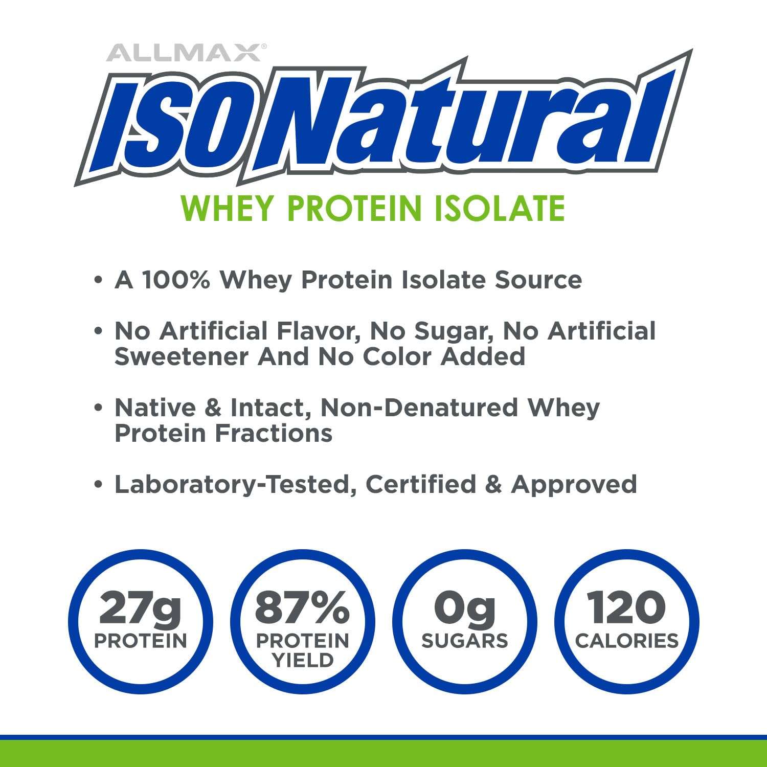 ALLMAX ISONATURAL Whey Protein Isolate, Vanilla - 5 lb - 27 Grams of Protein Per Scoop - Zero Fat & Sugar - 99% Lactose Free - with Prebiotics - No Artificial Flavors - Approx. 73 Servings 4
