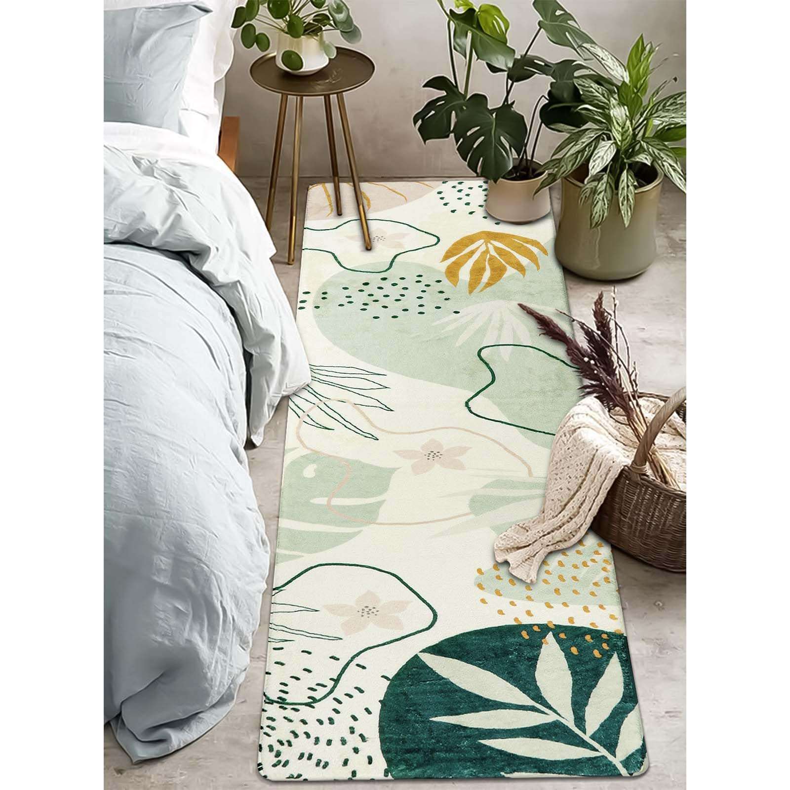 Lahome Green Hallway Runner - 2x7 Washable Non-Slip Runner Rug Throw Lightweight Soft Bathroom Runner Rug, Boho Botanical Print Indoor Carpet Runner for Bedroom Kitchen Entrance Laundry Living Room 6