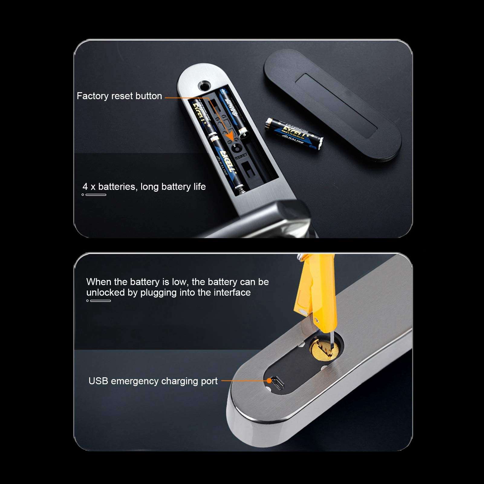 HONG Fingerprint Smart Door Lock, Five-in-one Entry Front Door Lock Biometric Room Door Lock Fingerprint Induction Digital Deadbolt for Home, Hotel, Office, Interior Door 2