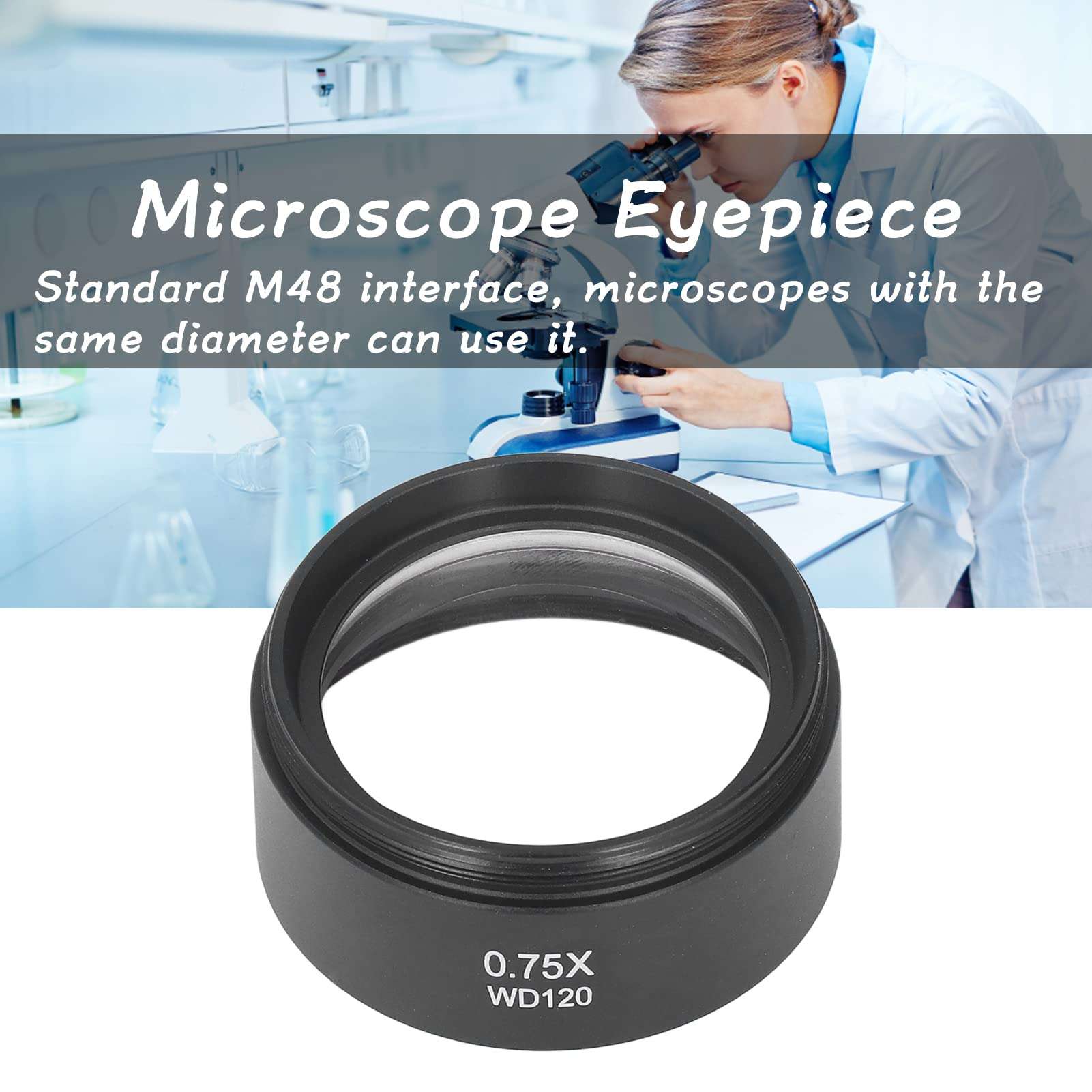 Microscopes Eyepiece, Good Transmittance Microscope Lens Accessory M48 Interface High Refractive Index Optical Glass for Replacement 2