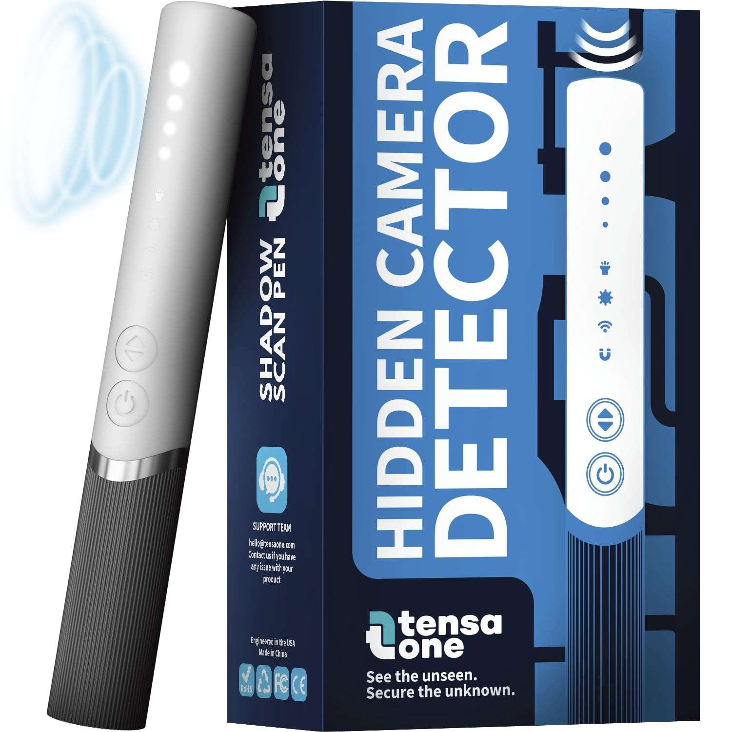 TensaOne Hidden Camera Detectors – Small Anti Spy Audio Video GPS Tracker RF Detector for Wireless Cameras and Cars Tracking Device - Mini Travel Pen for Finding Spying Voice Recorder Bug Devices 1