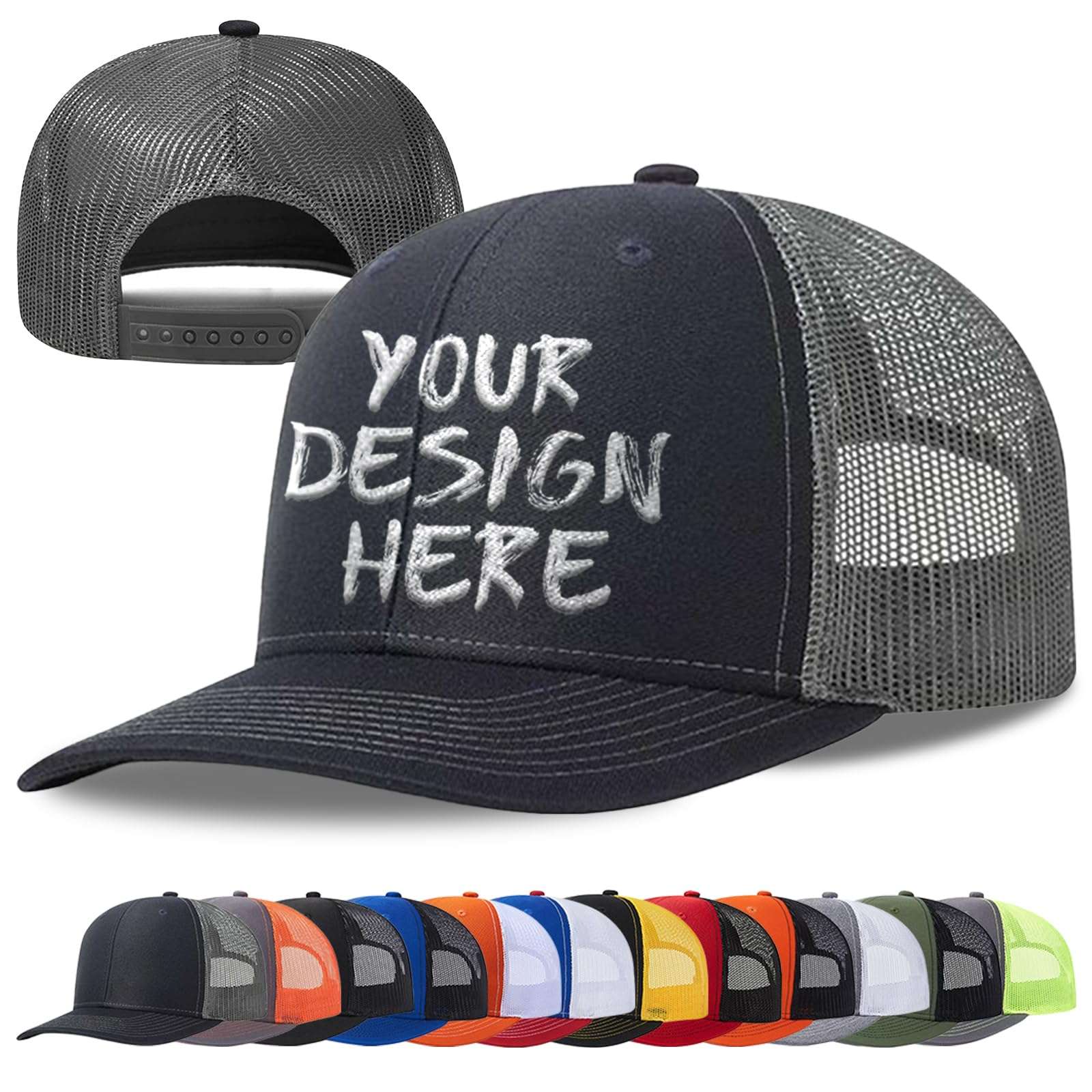 Generic Custom Hats Bulk Custom Hats for Man Woman Personalized Hats Unisex-Adults Trucker Hat Black-gray