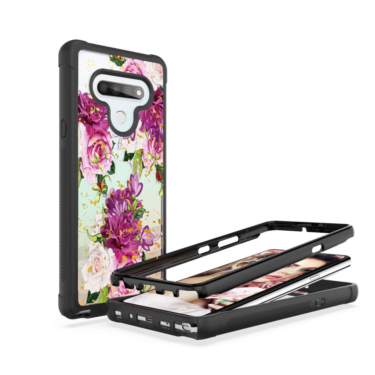 AMPURSQ Case for LG Stylo 6, Stylo 6 Phone Case LMQ730, Slim fit Shock Proof and Anti Scratches Rugged PC with Floral Pattern Design Hard Protective Back Armor 1