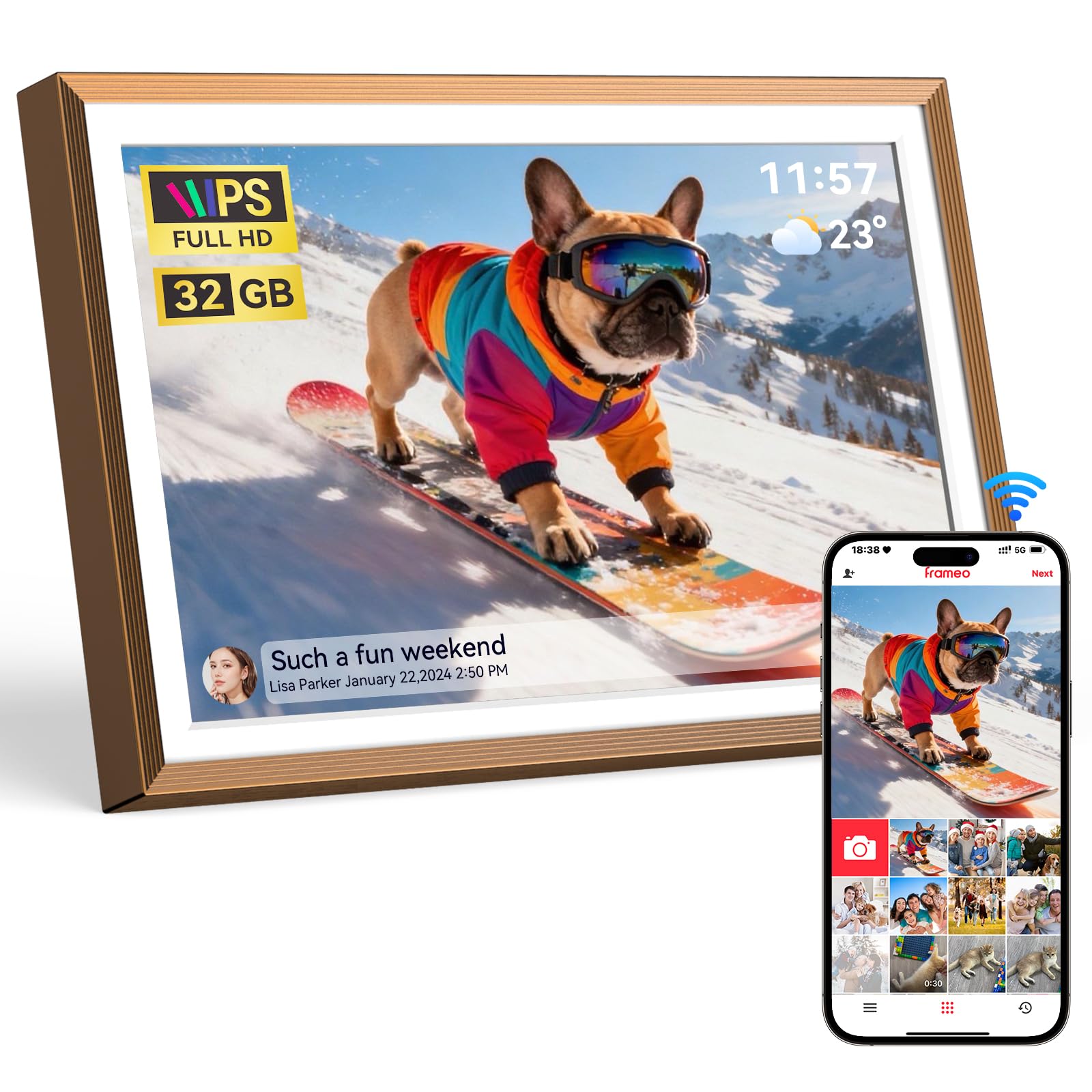 QOCEN Frameo Digital Picture Frame 10.1" HD IPS Anti-Glare Touch Screen Load Photos & Videos Directly from Phone Ideal for Thoughtful Gifting Small and Exquisite - Rose Bronze