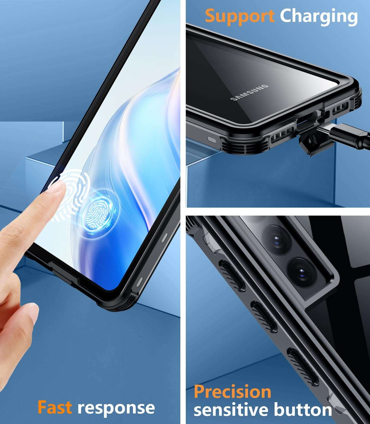 Temdan for Samsung Galaxy S21 Case Waterproof with Built-in Screen Protector 360 Full Body Underwater Case Shockproof Dustproof for Samsung S21 Phone Case Heavy Duty Protective 5G 6.2 Inch Black 6