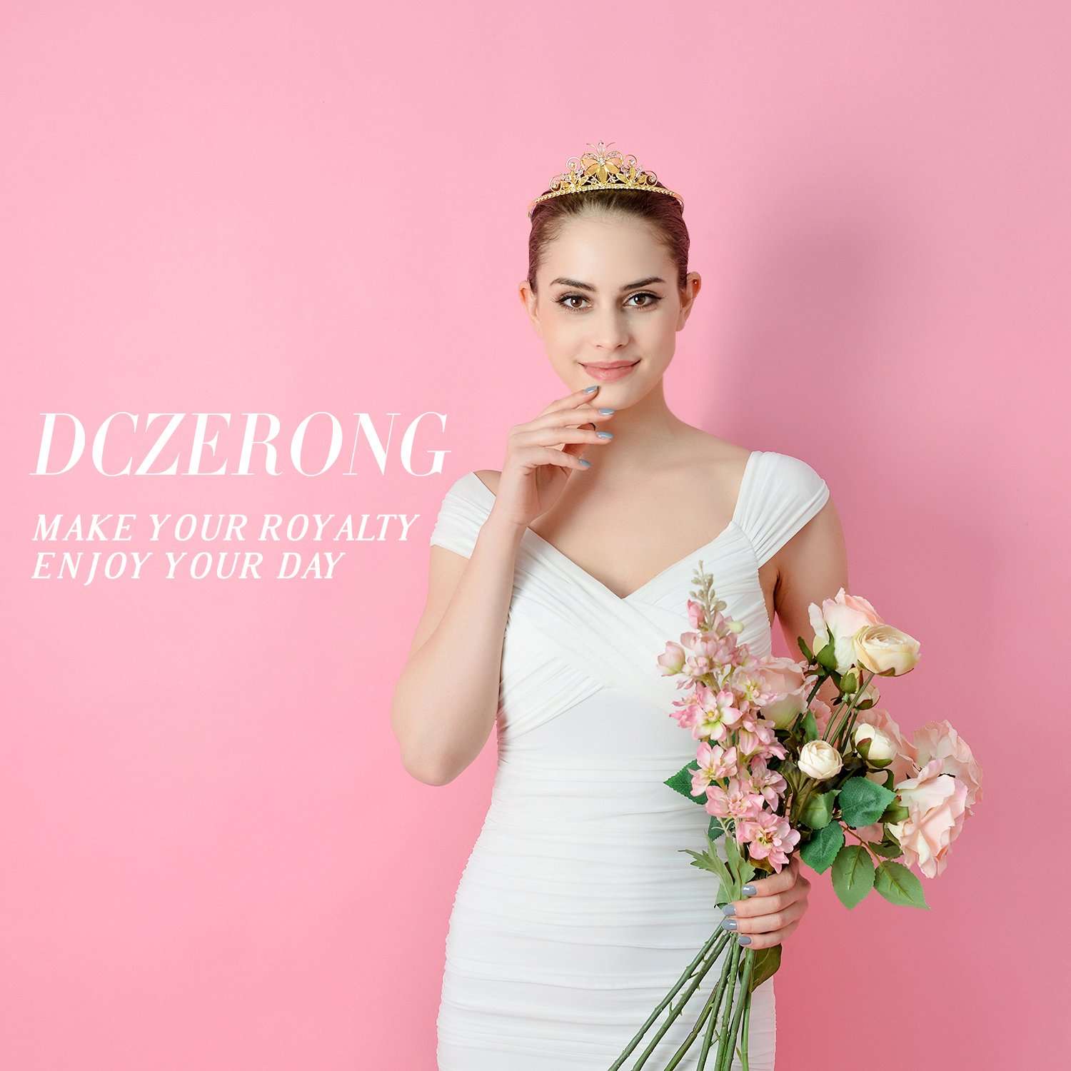 DcZeRong Gold Tiara Girls Birthday Tiara Gold Princess Tiaras Crowns Gold Prom Tiara Costume Prom Crowns Homecoming Queen Crown Tiara Women Birthday Queen Tiaras Crowns 6