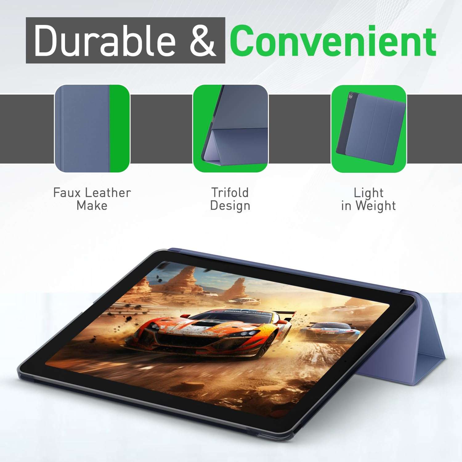 Auklet Classic Smart Case for iPad 10th Gen 10.9" (2022-2025) – Lightweight Trifold Stand Folio, Auto Sleep/Wake, Blue 4