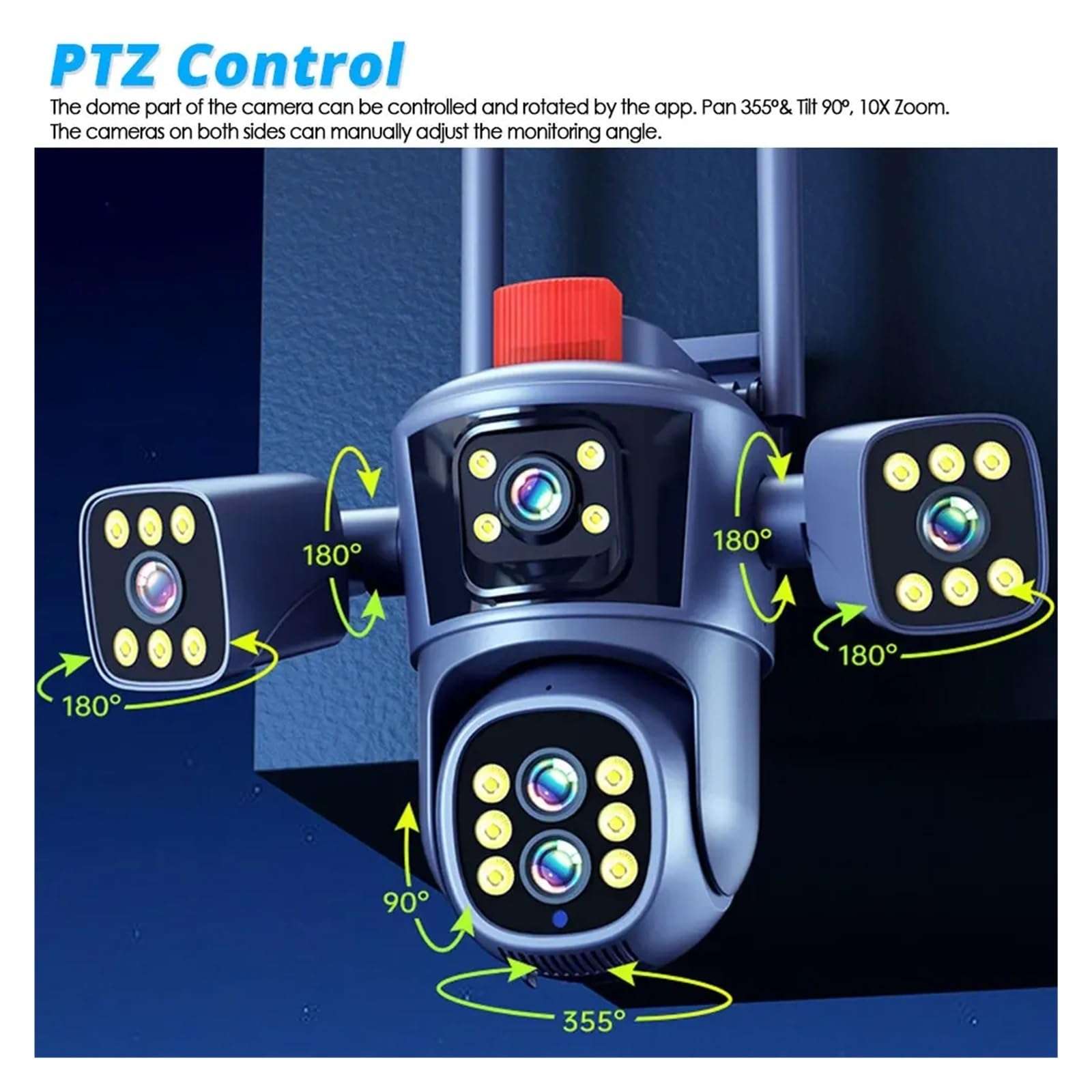QDVOPHZA 10K 20MP Four Screens WiFi IP Camera Outdoor 10X Zoom 360°View PTZ Cam AI Tracking CCTV Video Surveillance Security Camera(A/U,10K 10XZoom Add 128G) 6