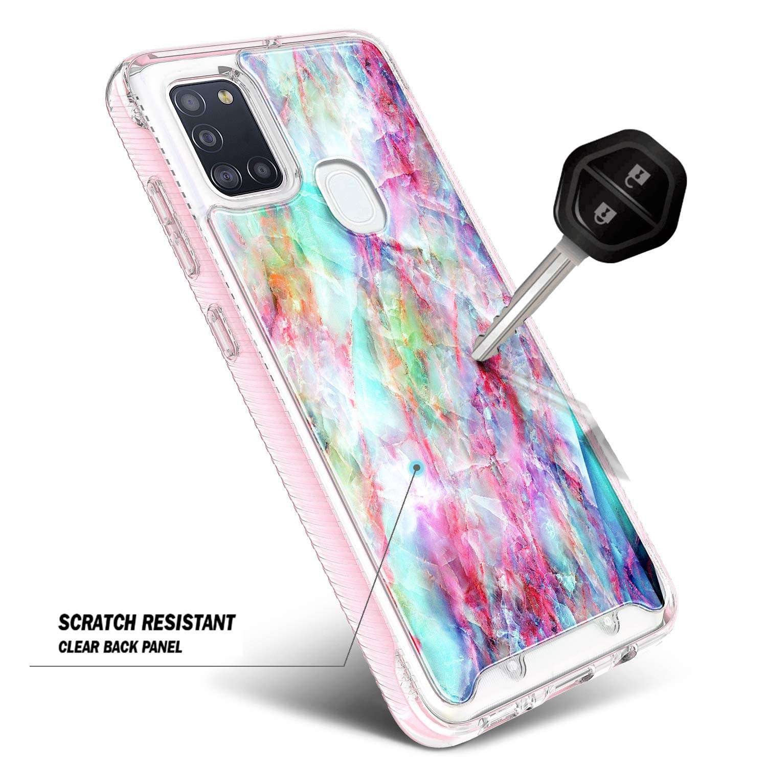 E-Began Case for Samsung Galaxy A21s (Not Fit A21), Full-Body Protective Rugged Bumper Cover with Built-in Screen Protector, Shockproof Impact Resist Phone Case -Marble Design Fantasy 4