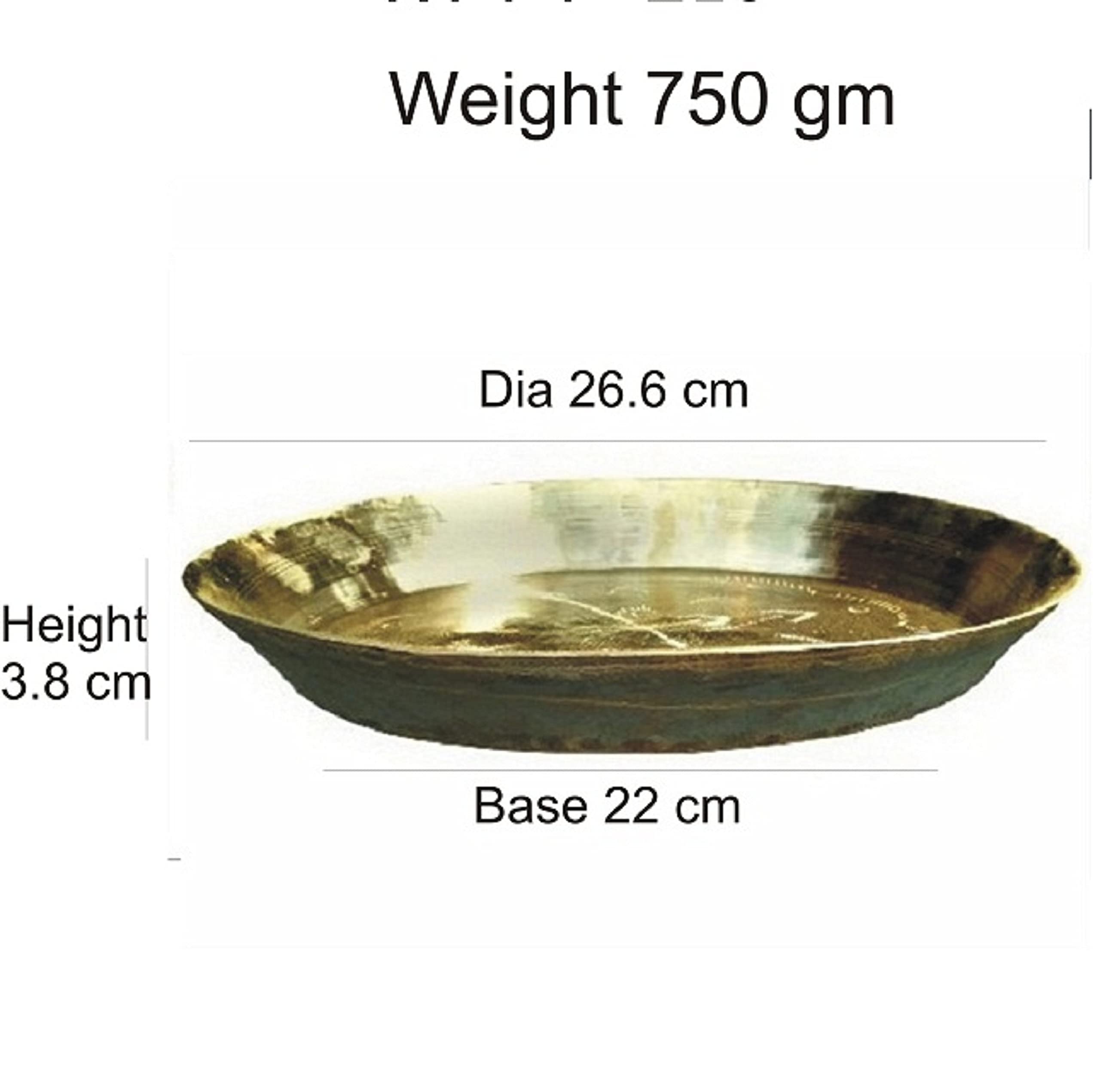 Utensilis Masters Bronze Parat Kansa Thali/Plate || Handmade Parat for Kitchen 10.5" Weight 750 GM Set of 2 3