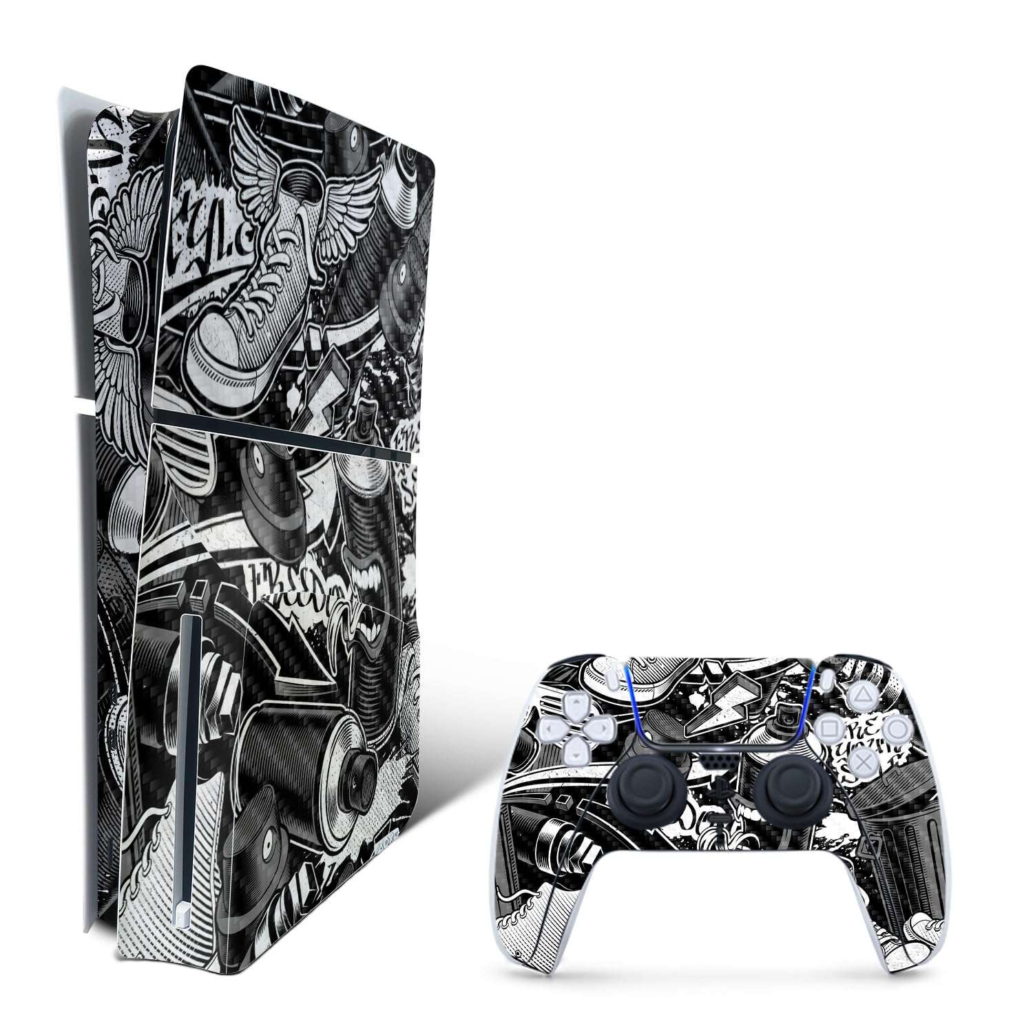 MightySkins Skin for PS5 Playstation 5 Slim Disc Edition Bundle - Mono Hip Hop Protective, Durable, and Unique Vinyl Decal wrap Cover Easy to Apply, Remove, and Change Styles Made in The USA