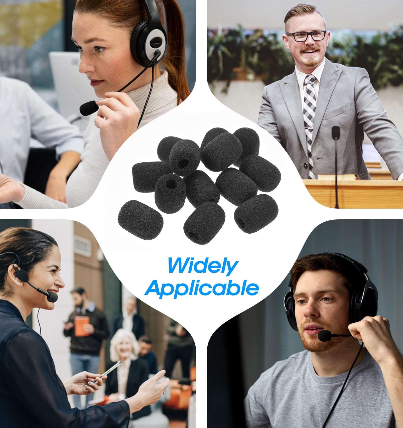 15PCS Mic Foam Cover, Headset Microphone Covers Foam, Noise Reduction Sponge for a Variety of Lapel & Mini Microphones (Black) 5