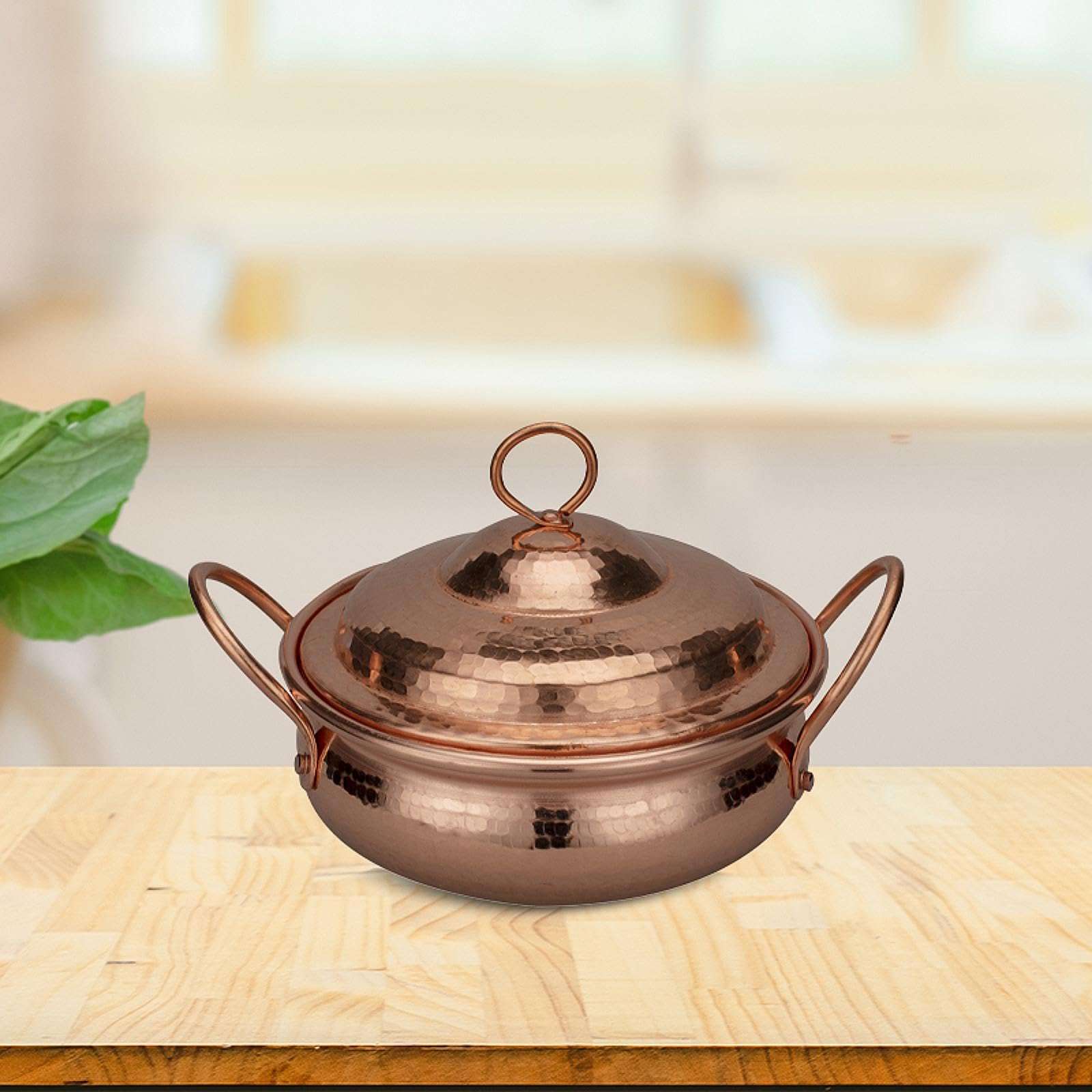 Bothyi Hot Pot Copper Cookware Restaurant Stew Pan with Lid Thickened Saucepan Beautiful Shape Cooking Stockpot Copper Pot, 16cm 6
