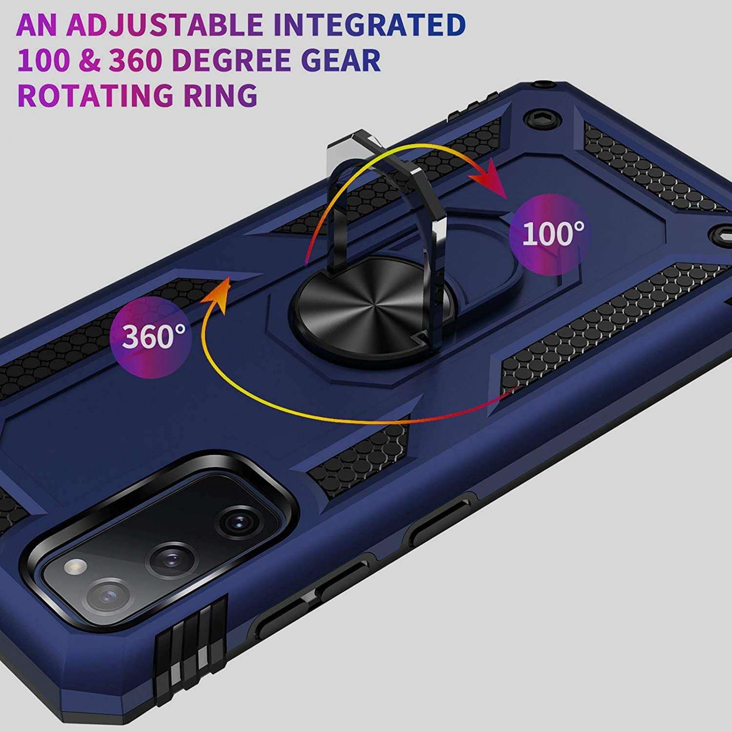 TaiY Samsung Galaxy S20 FE 5G Case - Rugged Hybrid Armor Anti-Scratch Shockproof Kickstand Case Compatible Magnetic Car Mount Ring Grip Cover for Samsung Galaxy S20 FE 5G - Blue 6