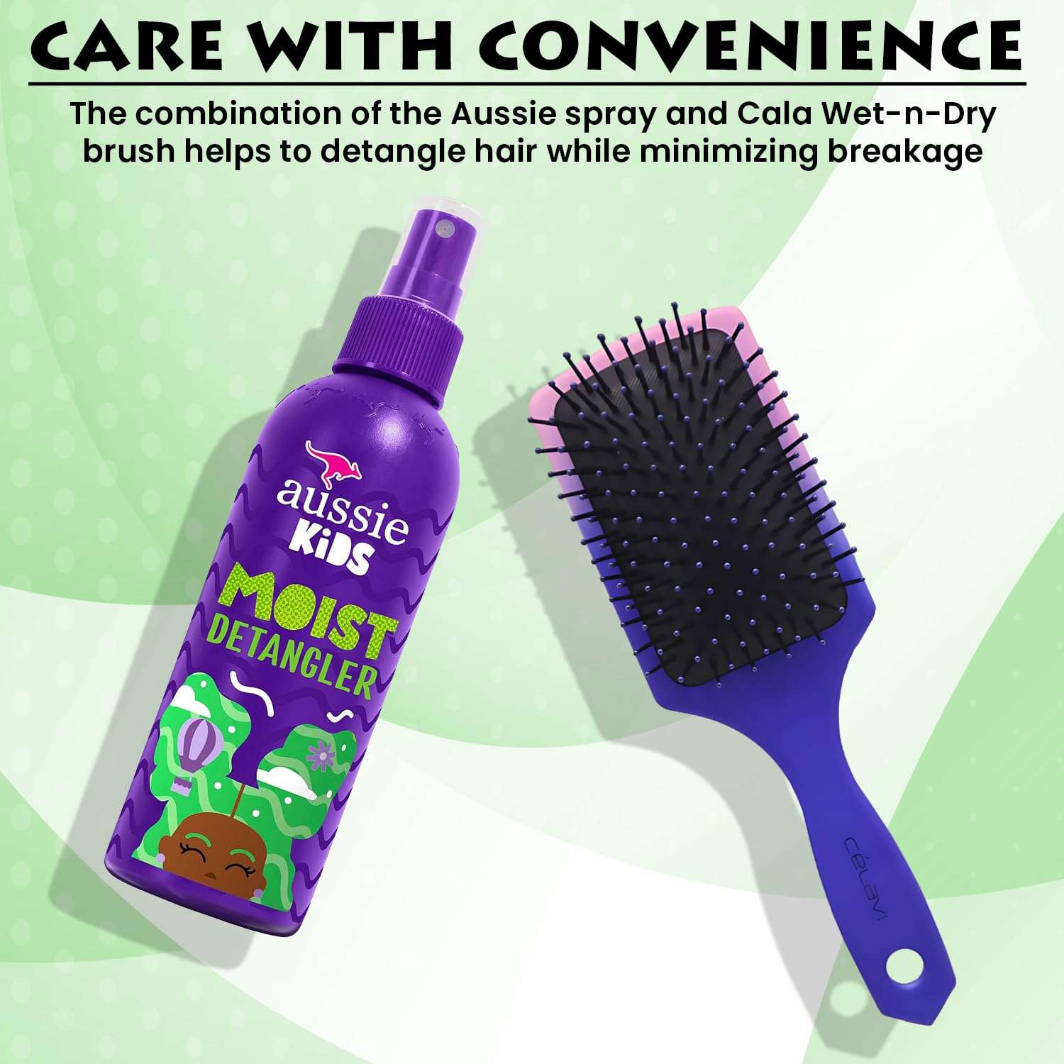 6 Pc Hair Detangler Kit Includes Aussie Kids Moist Tangle-Free Spray Detangling Wet or Dry Paddle Brush for All Hair Types Sectioning Clips Paraben and Sulfate-Free 8Fl oz by Great Lakes Goods 5