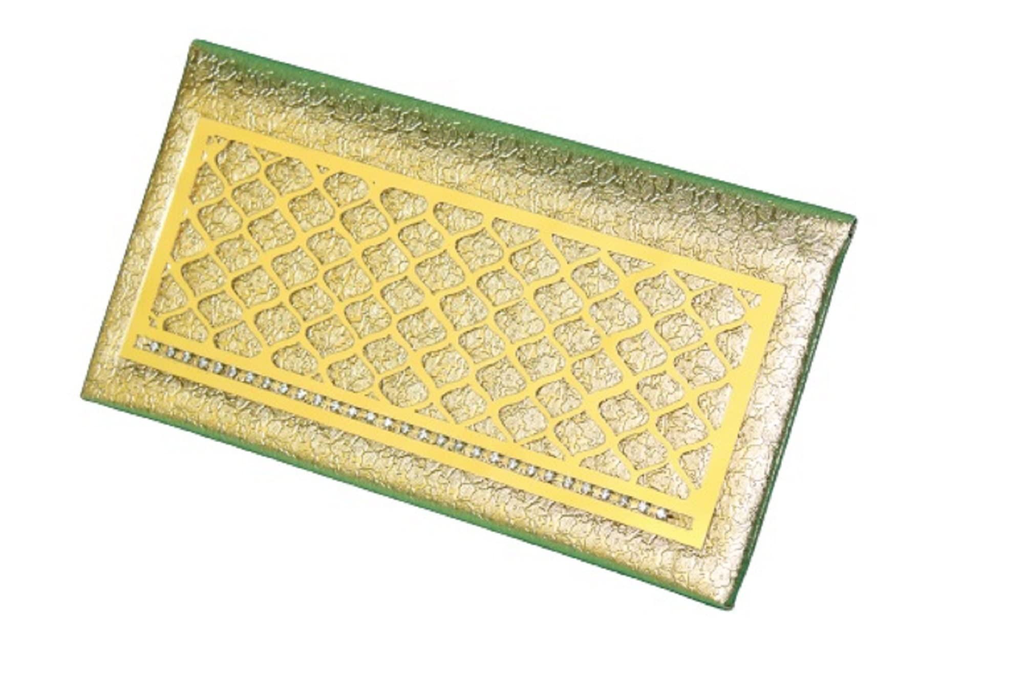BERRYCRAVE Golden Leatherette Paper Fancy 3D Design Shagun Envelope | Shaadi ke lifafe | Envelope | Wedding | Engagement | Birthday | Festivals | Money | Windows Design-1 1