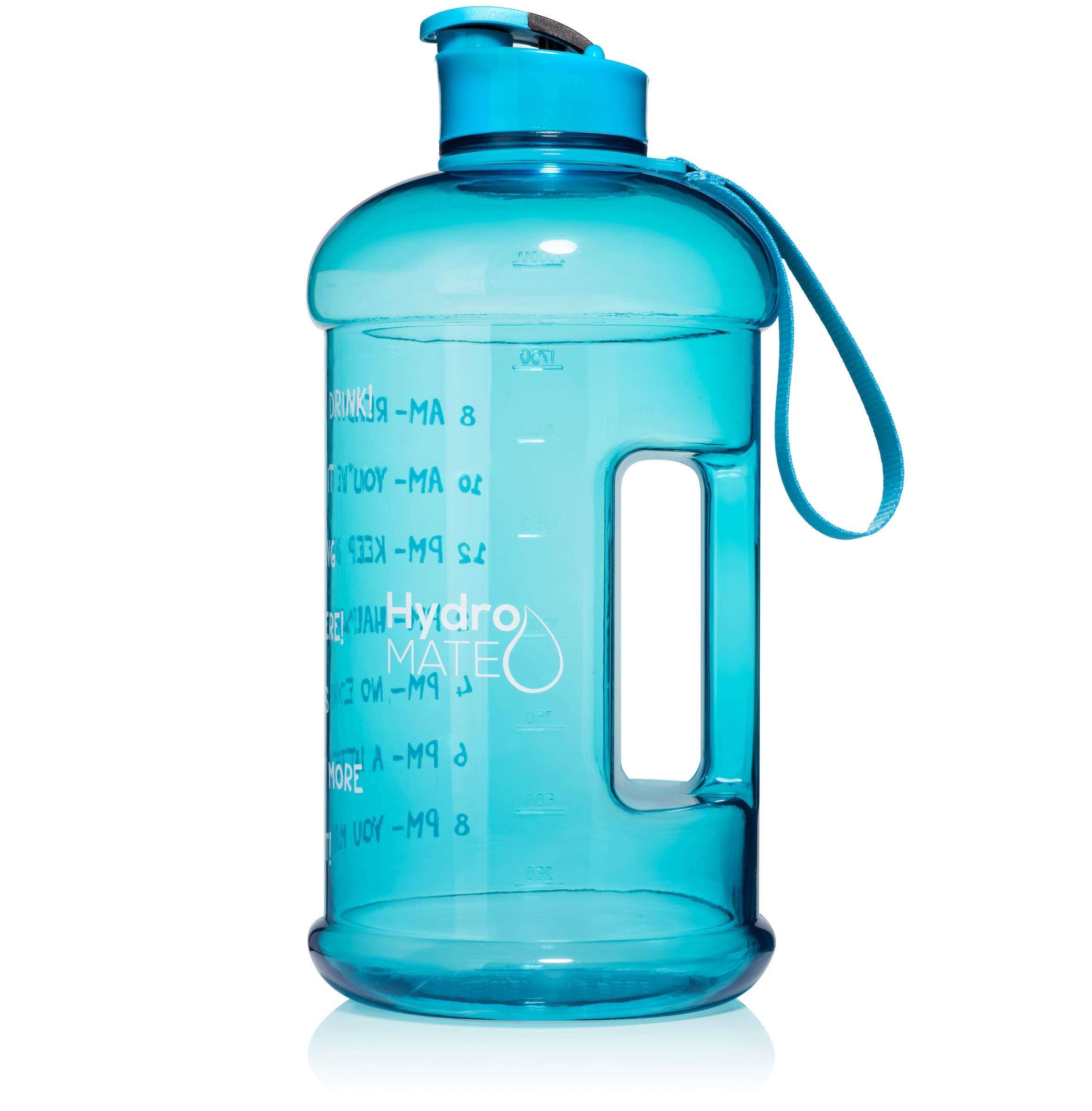 NatureWorks HydroMATE Half Gallon Water Bottle with Times to Drink BPA Free Leak Proof Reusable Jug with Handle 64 oz 3