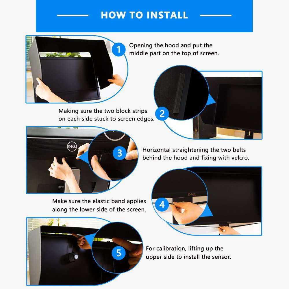 iLooker 27E 27 inch LCD LED Video Monitor Hood Sunshade Sunhood for Dell HP Viewsonic Philips Samsung LG EIZO NEC ASUS ACER BENQ AOC Lenovo and Fits Monitor Frame Width 635-655mm 6