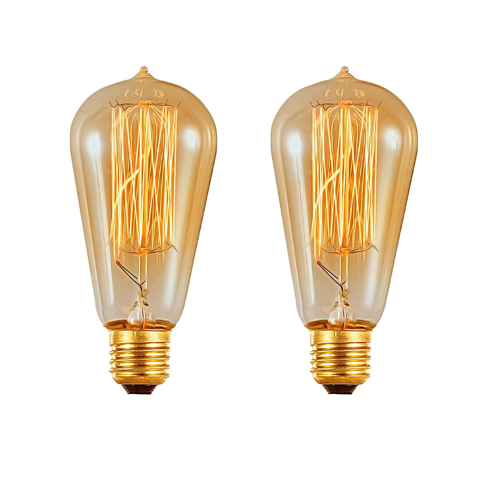 ST58 Vintage Antique Light Bulbs-25W E26 Base 120 Volts Dimmable Edison Light Bulbs,Amber Glass, Warm White 2200K (2 Pack) 1