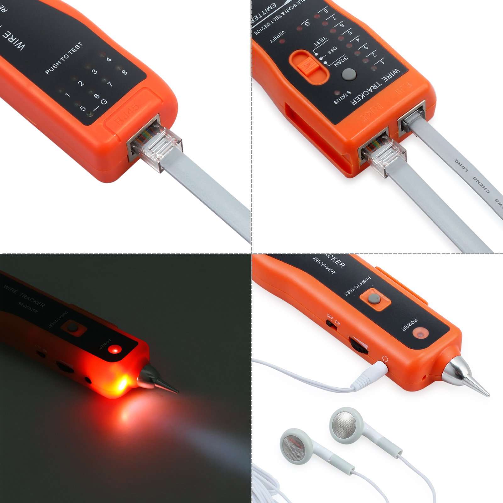 Kamtop Network Tester XQ 350 Handheld Cable Tracer with Earphone High Sensitive Telephone Cable Tester Wire Tracker for LAN Ethernet BNC RJ45 RJ11 2