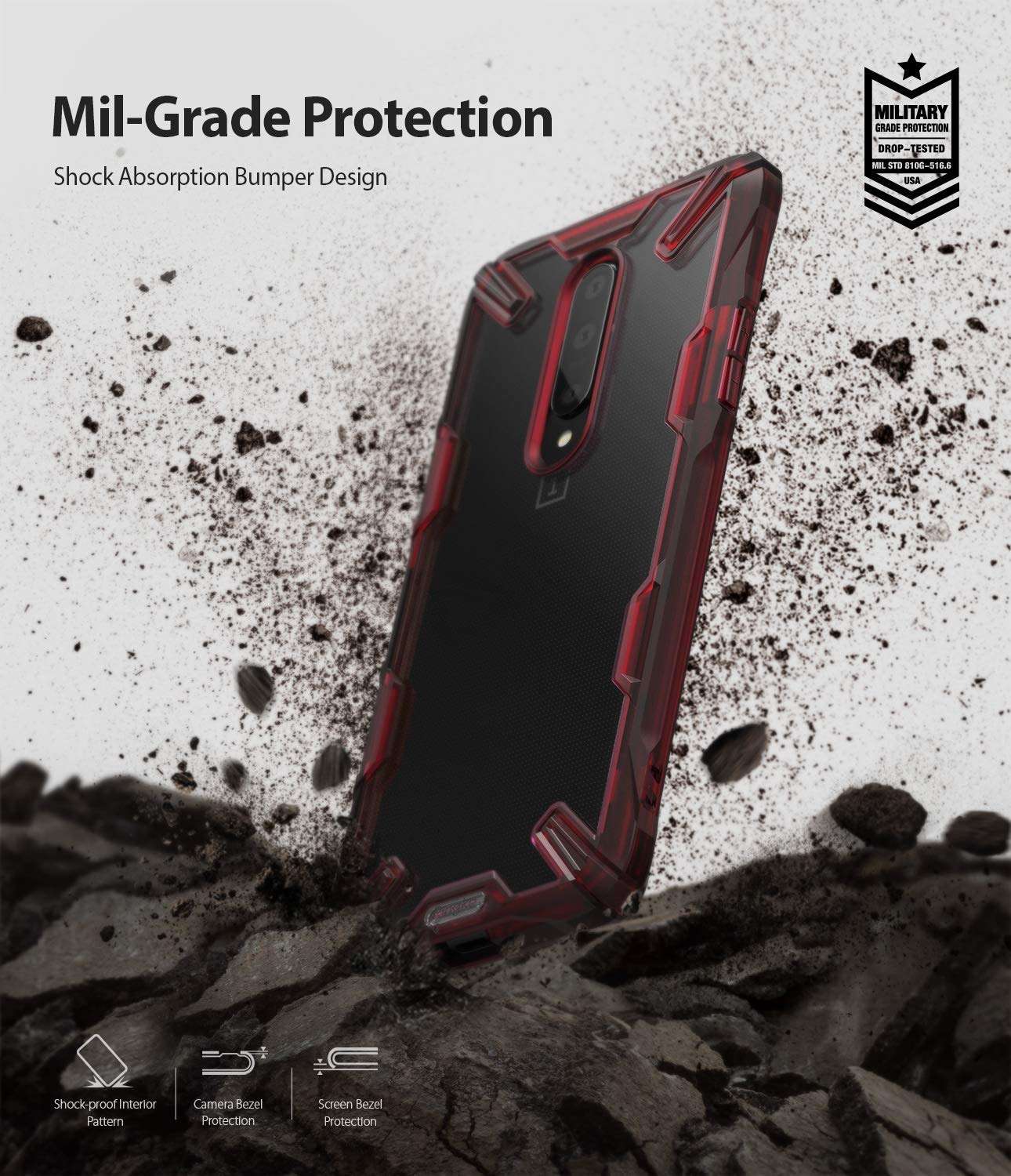 Ringke Fusion-X Designed for OnePlus 7 Pro Case Impact Resistant Protection Cover for OnePlus 7 Pro 5G (6.7") - Ruby Red 4