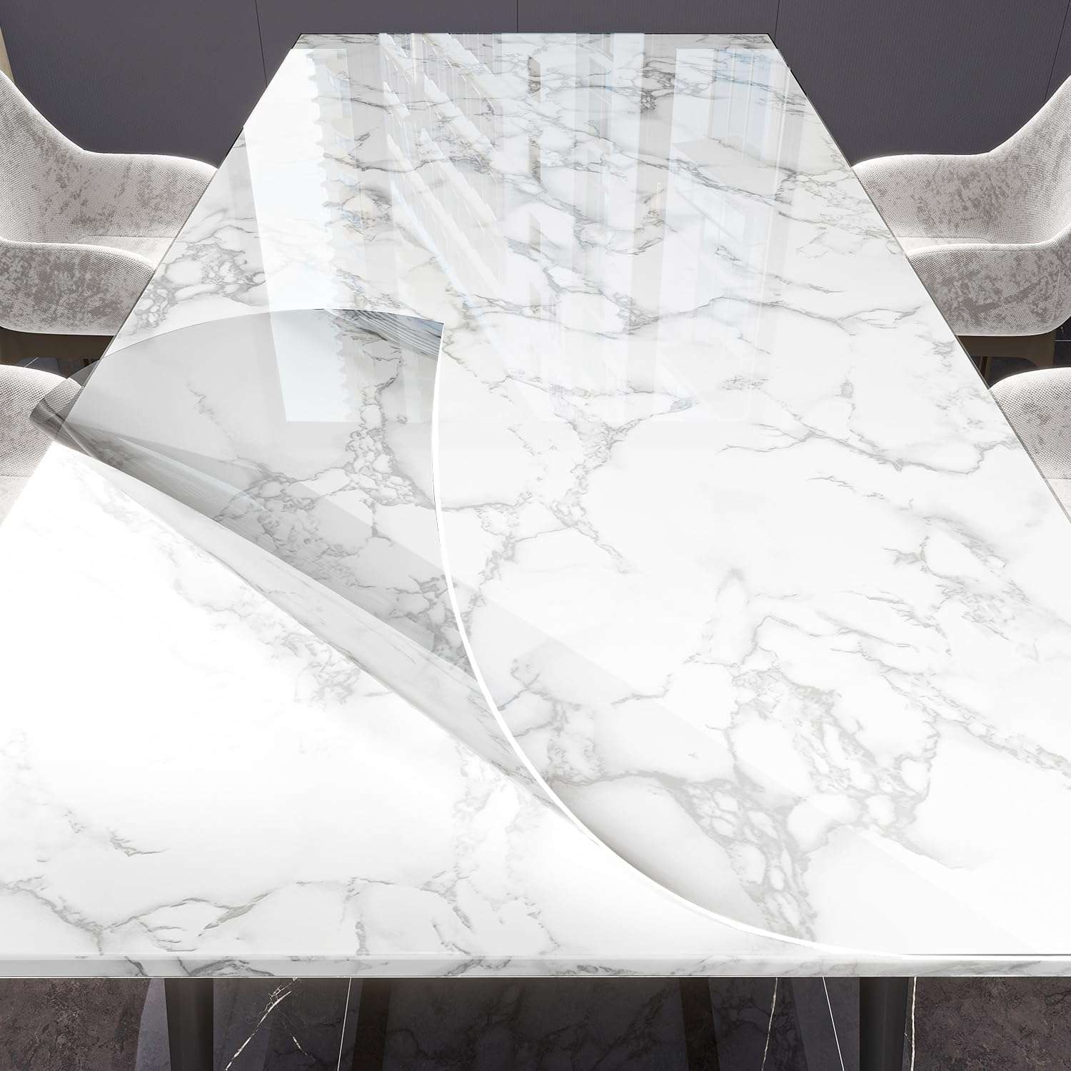 PAPIX Transparent Kitchen Wall Protection Film, Self-Adhesive Wallpaper| Cabinets Laminate Film Tile Cover- Oil Proof Furniture Film Splash Guard for Table and Furniture (12 X 48) 4