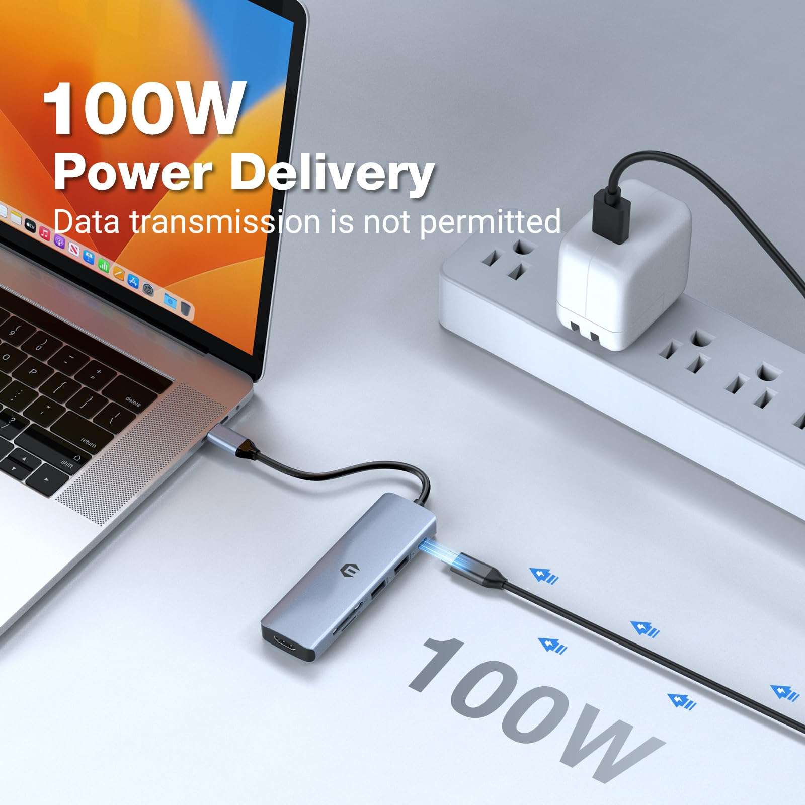 oditton USB C Hub, 6 in 1 Multiport Adapter, 4K HDMI, 100W PD, 3 x USB 3.0, SD/TF Card Reader, Compatible with USB C Laptops Dell/HP/Surface and More Type C Devices 6