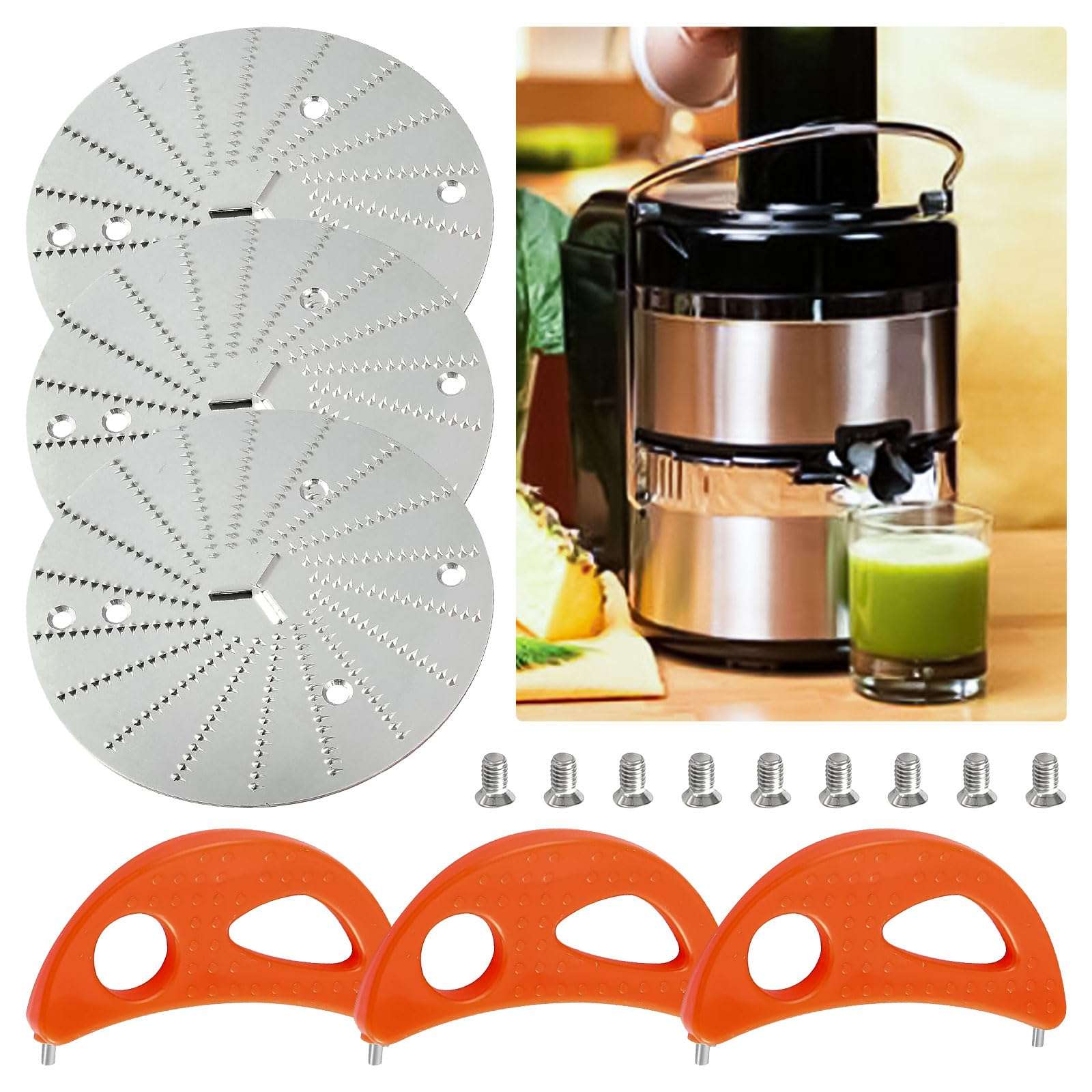 3 Set Crescent Tool with NC Replacement Blade for Strainer Juicer Replacement Parts Power Juicer Compatible with Jack La-lanne Attached Mounting Screws 4