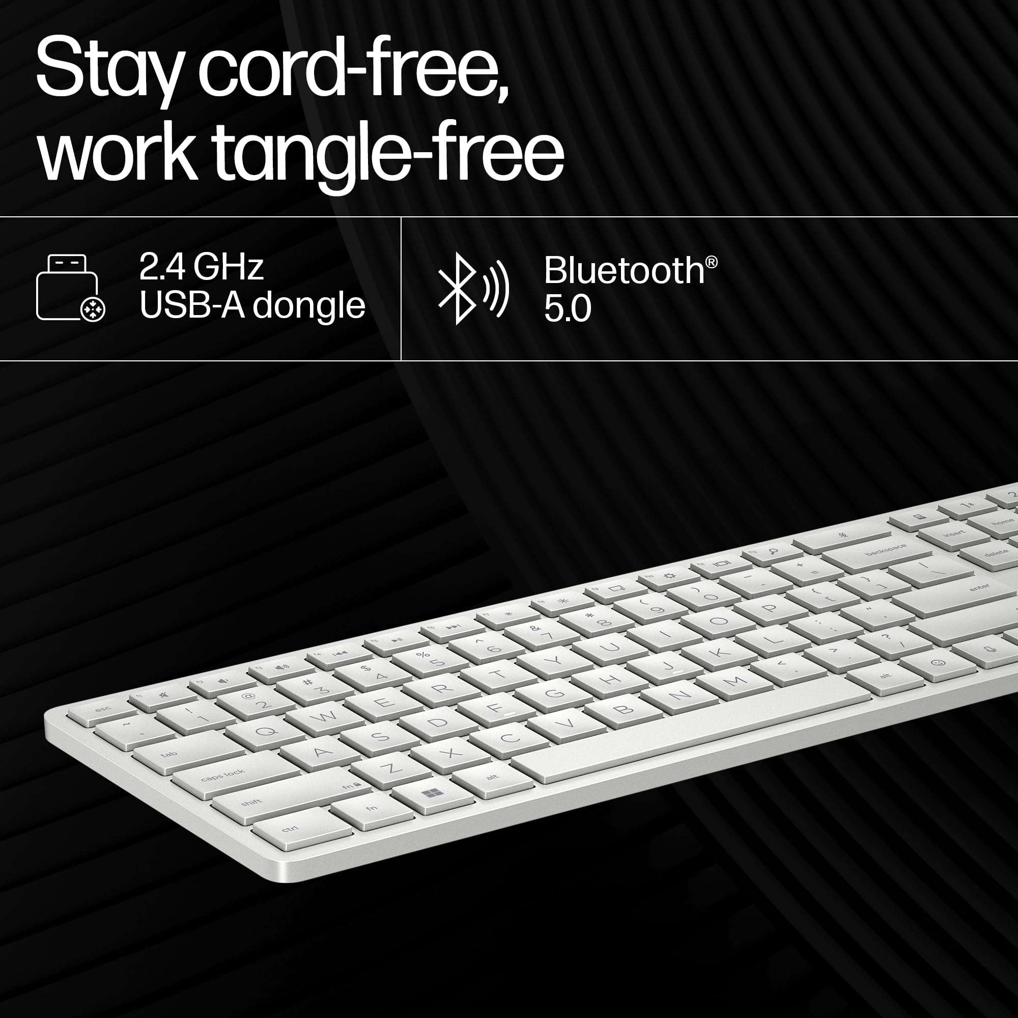 HP 970 Creator Keyboard, Wireless and Multi-Device with 20 programmable Shortcut Keys, Backlit with sensors, up to 6 Month Battery, AES encrypted, 3Y Warranty, 0.67 kg, Silver 3