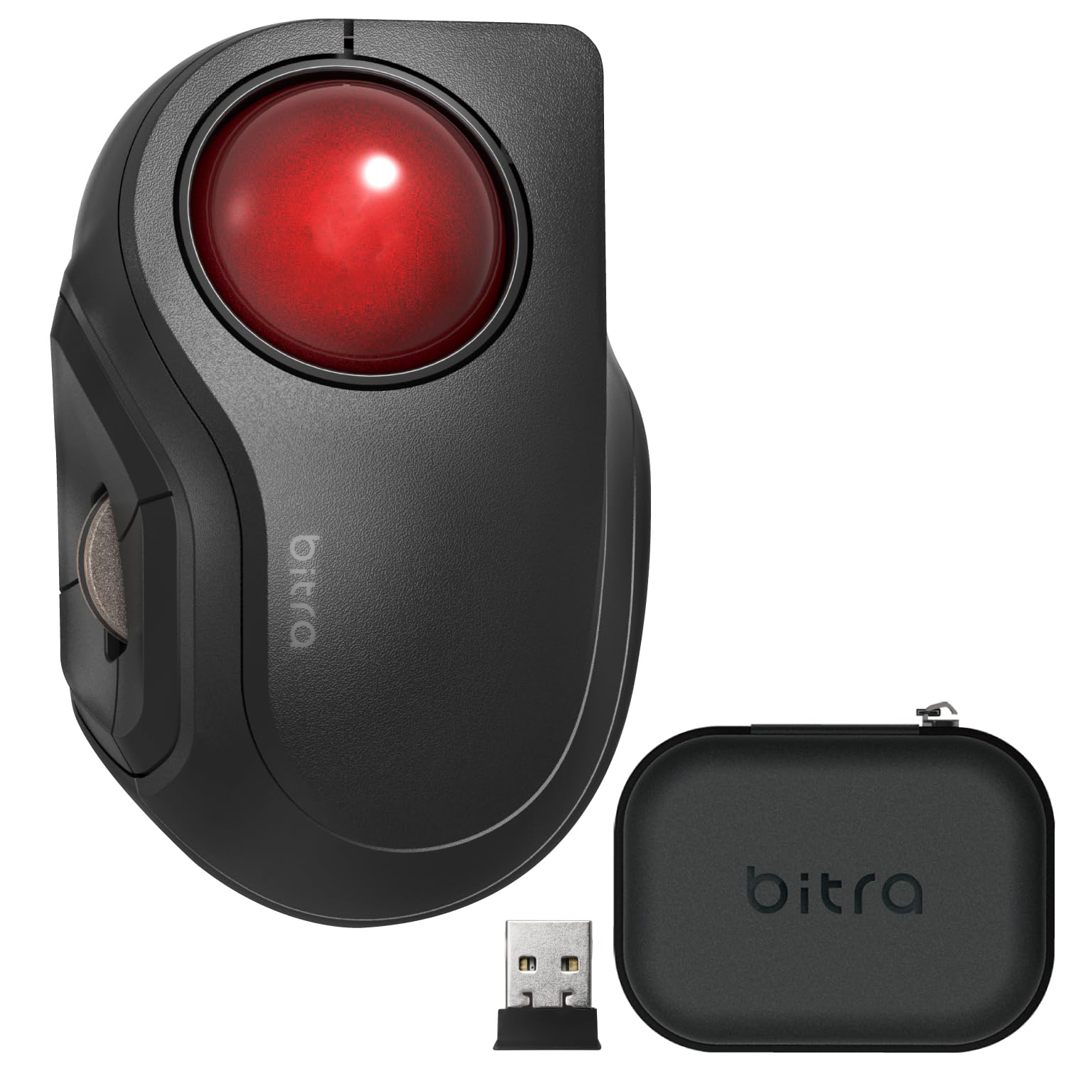 ELECOM Bitra Small Travel Trackball Mouse with Case, 2.4Ghz USB Wireless, Index Finger Control, Silent Mouse, Ergonomic Design, 5 Programmable Buttons