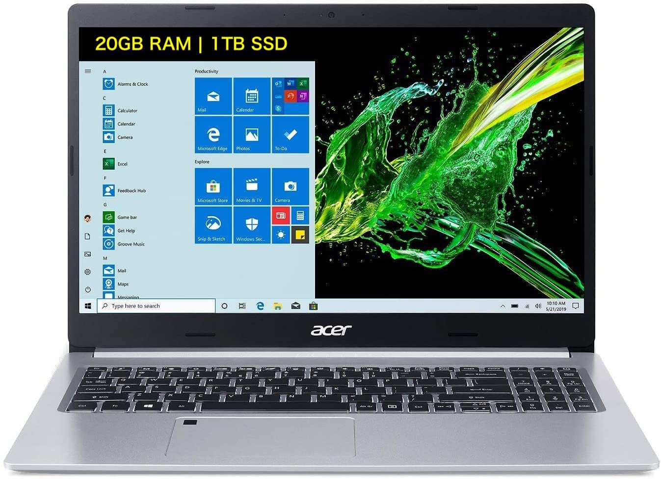 Newest Acer Aspire 17.3" IPS FHD Laptop, Intel 4-Core i7-1165G7, Iris Xe Graphics, 20GB RAM 1TB SSD, Type-C, HDMI, RJ45, Backlit Keyboard, Fingerprint, Windows 11 Home (A517-52-7681, Silver)