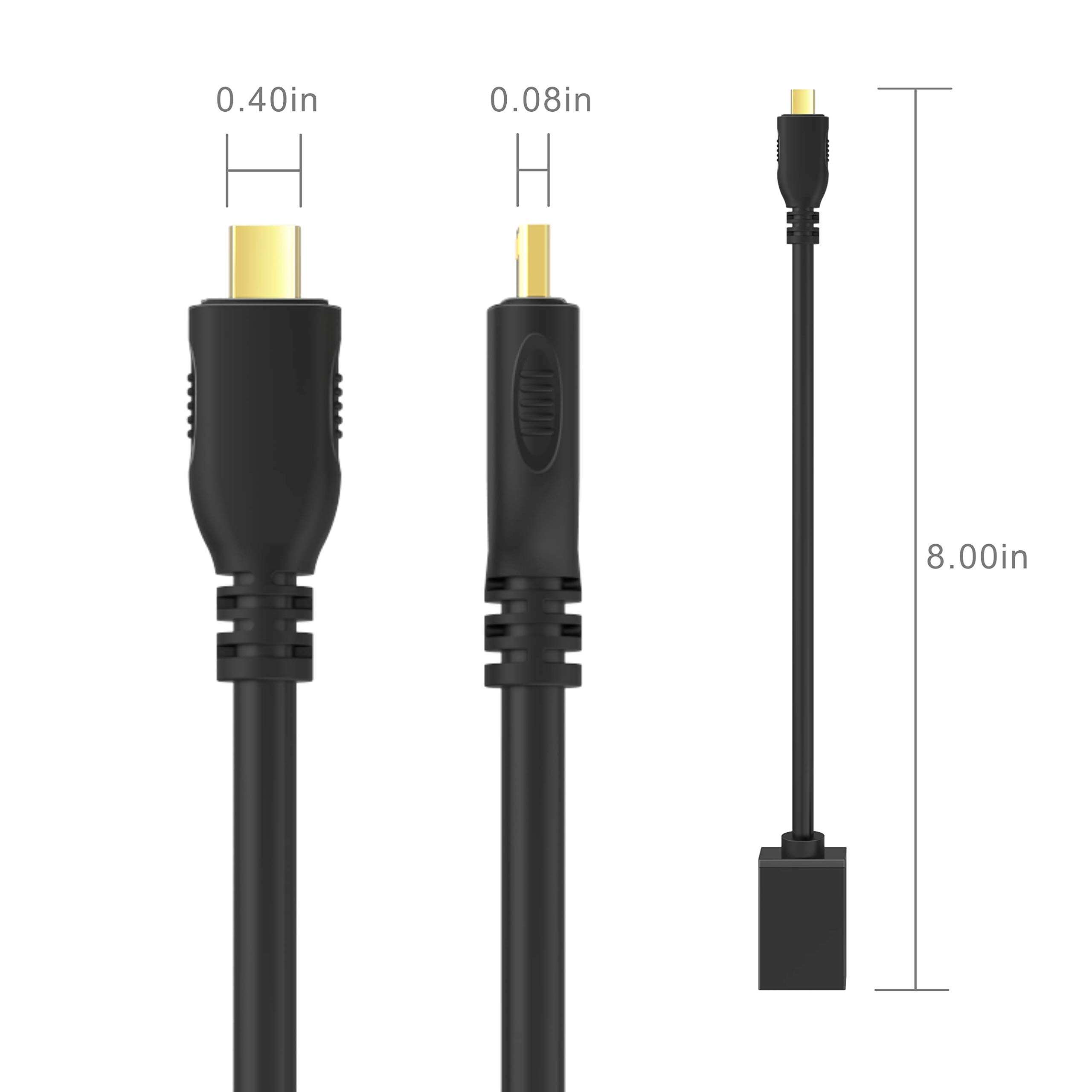 GANA Micro HDMI to HDMI Adapter Cable, Micro HDMI to HDMI Cable (Male to Female) for Gopro Hero and Other Action Camera/Cam with 4K/3D Supported 5