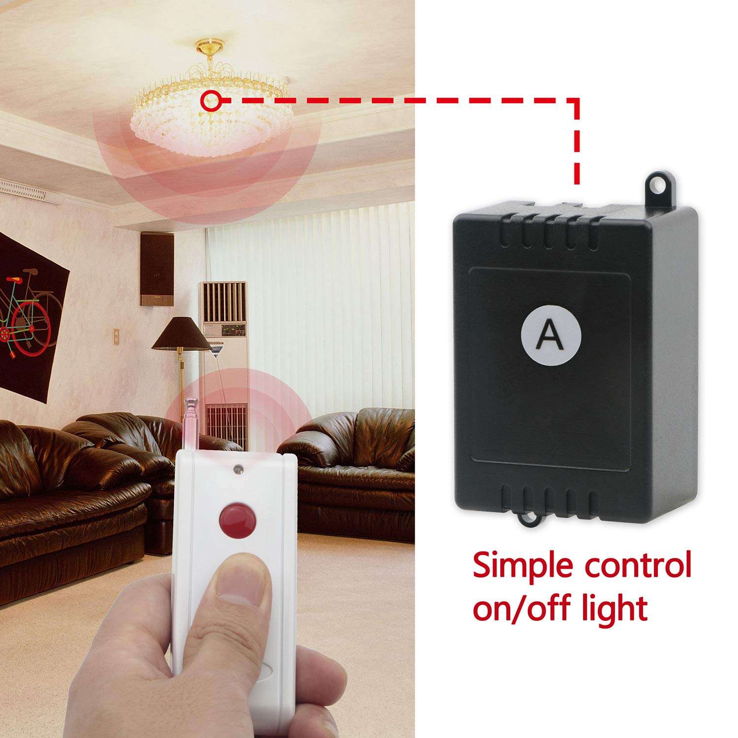 Senmod Learning Type 1-Ch Remote Control Switch DC 6V 433Mhz Self Locking and Momentary with Antenna Transmitter Receiver Along with Wire and Wire Connector 5