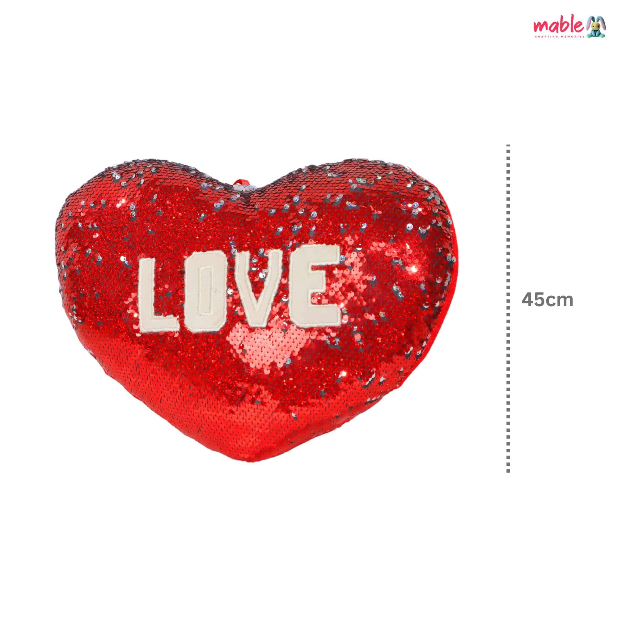 MABLE Reversible Sequin Heart Shape Cushion (45 Cm) Stuffed with Love, Soft Plush Cushions for Girls/Boys, Lightweight Velvety Touch for Comforting Hugs, Gift for Girlfriend/Boyfriend 6