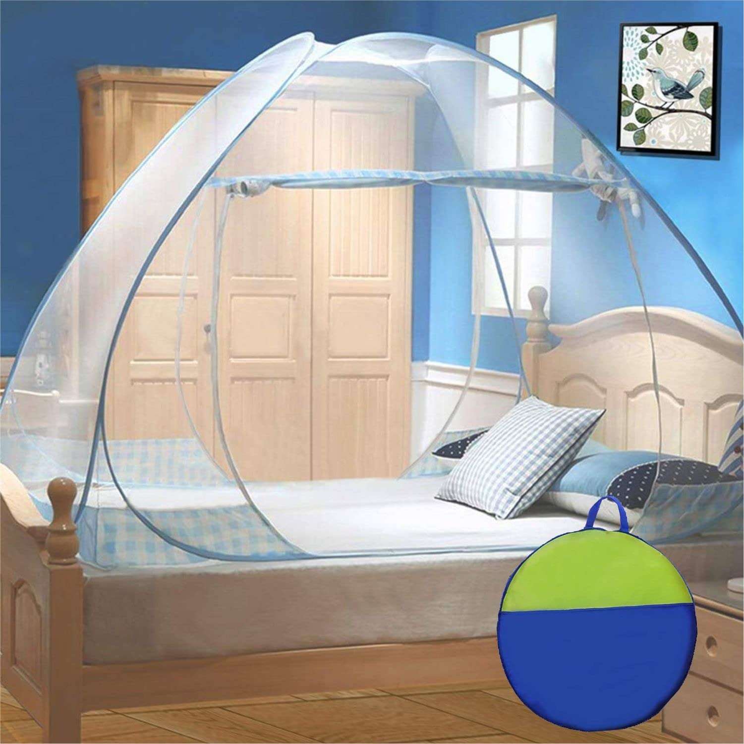 Netware™ Mosquito Net Tent for King Size Double Bed, Machardani Protection with Strong 30GSM Thread, Lightweight, Foldable Anti-Corrosion Spring Steel