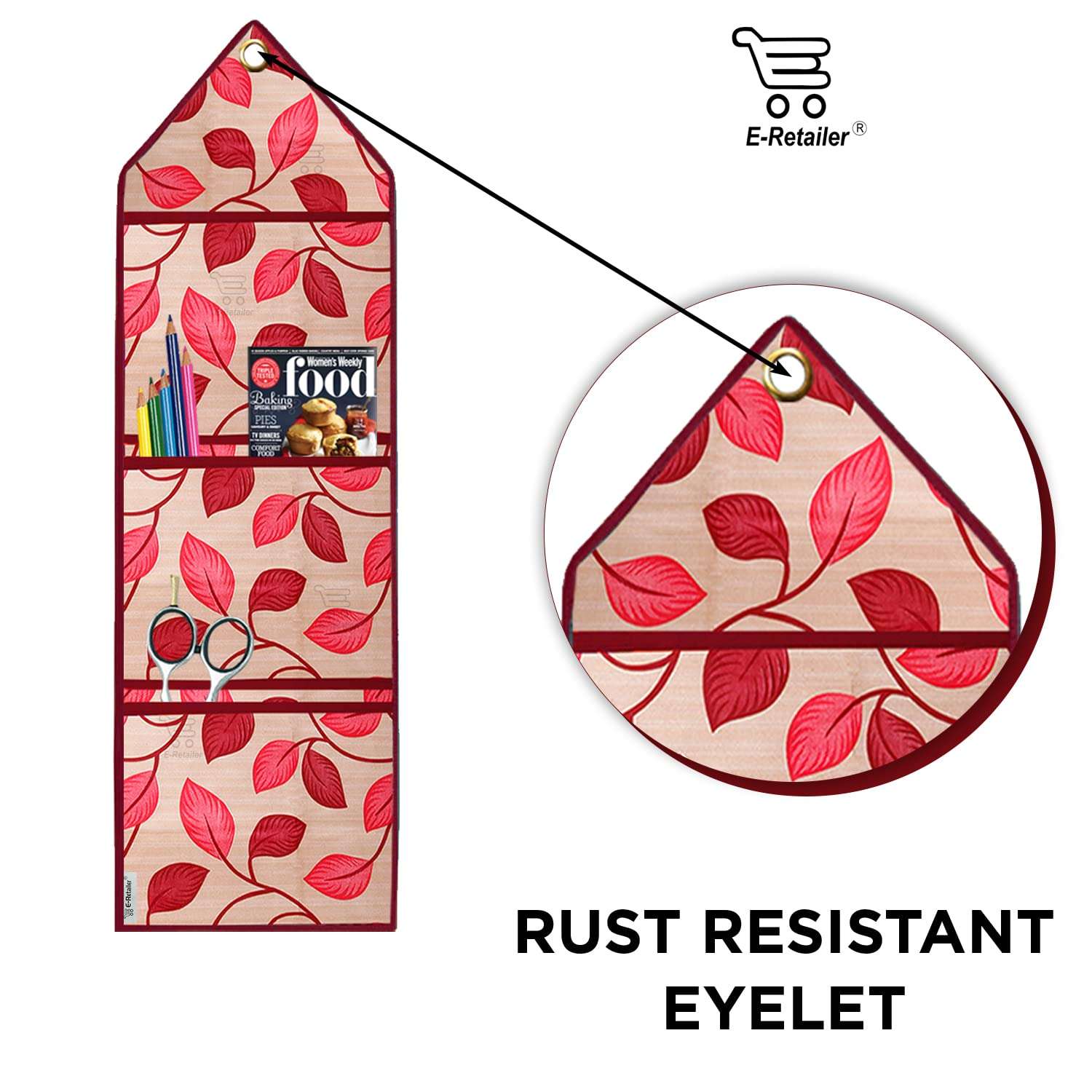 E-Retailer® Exclusive Combo Set of Appliance Cover (1 Pc. Refrigerator Top Cover, 2Pc. Handle Cover, 6 Pc. Fridge Mat, 1Pc Wall Hanging Storage Oarganizer) (Geometric Brown, Set of 10 Pcs.) 6