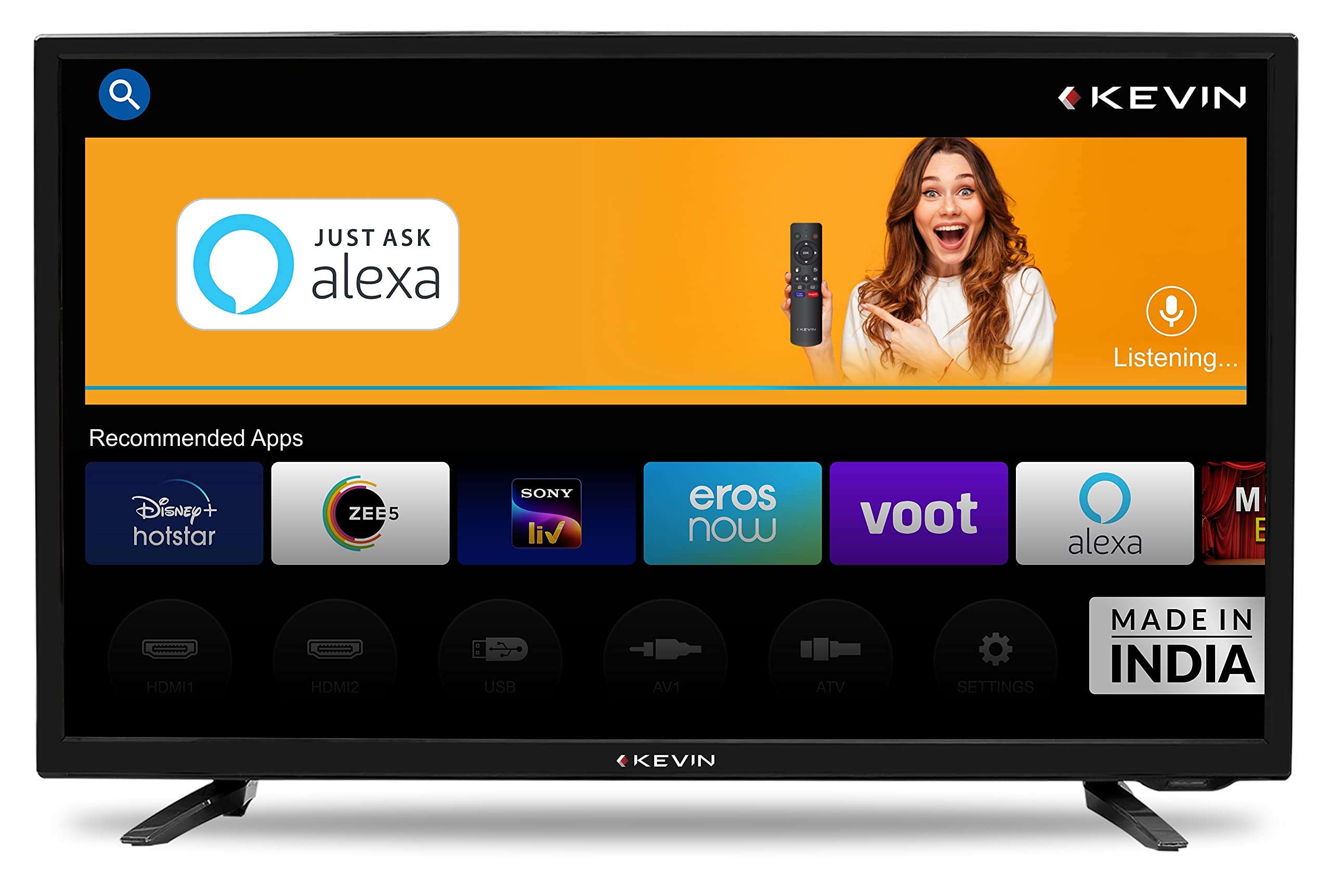 Kevin 80 cm (32 Inches) HD Ready Smart LED TV KN32A (Black) (2021 Model) | With Alexa Built-in 1