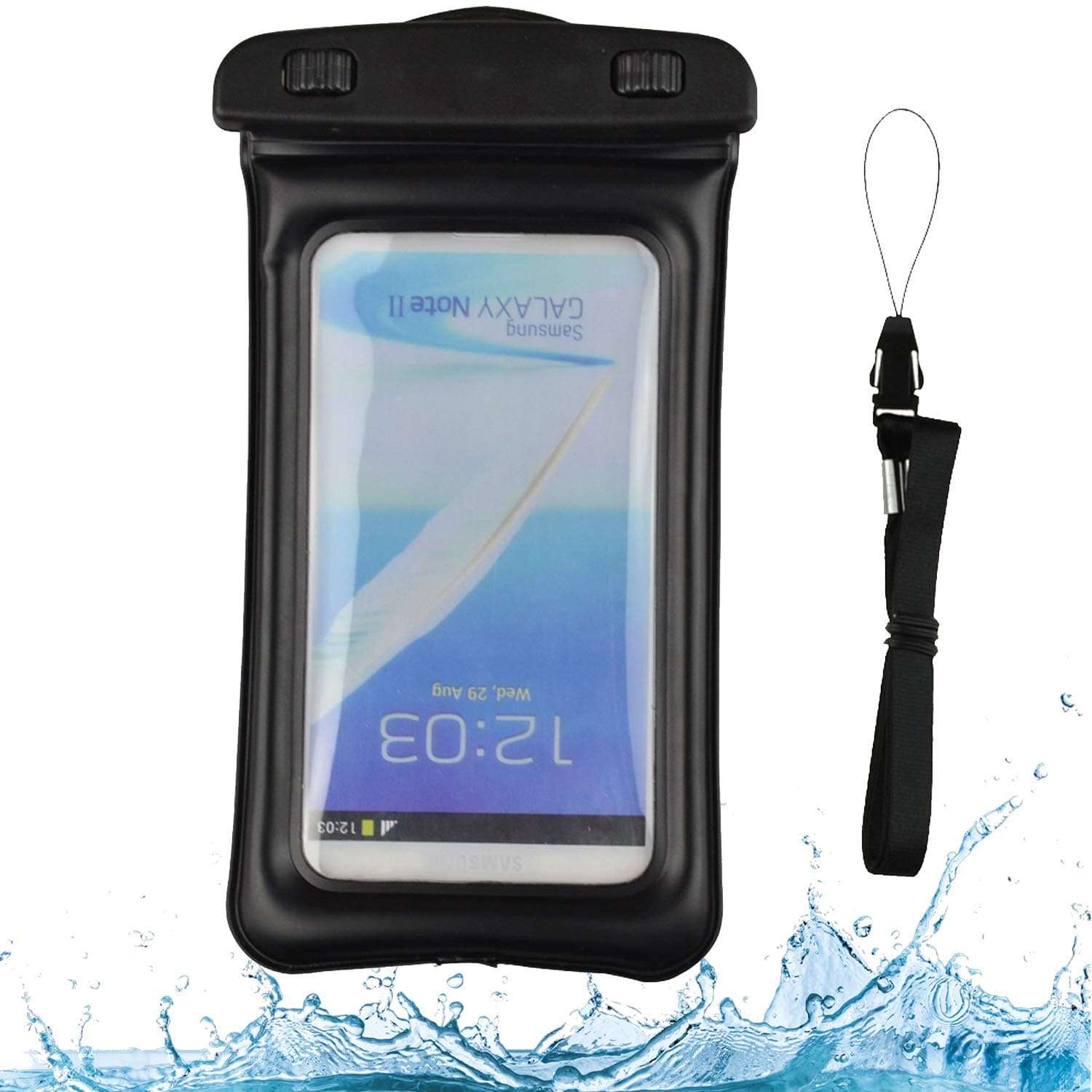 Black Floating Waterproof Cell Phone Case Dry Bag Pouch for Motorola Moto E7, G9 Play, G Pro, E E6s 2020, One Fusion+, G Fast, G8, Edge+ 1