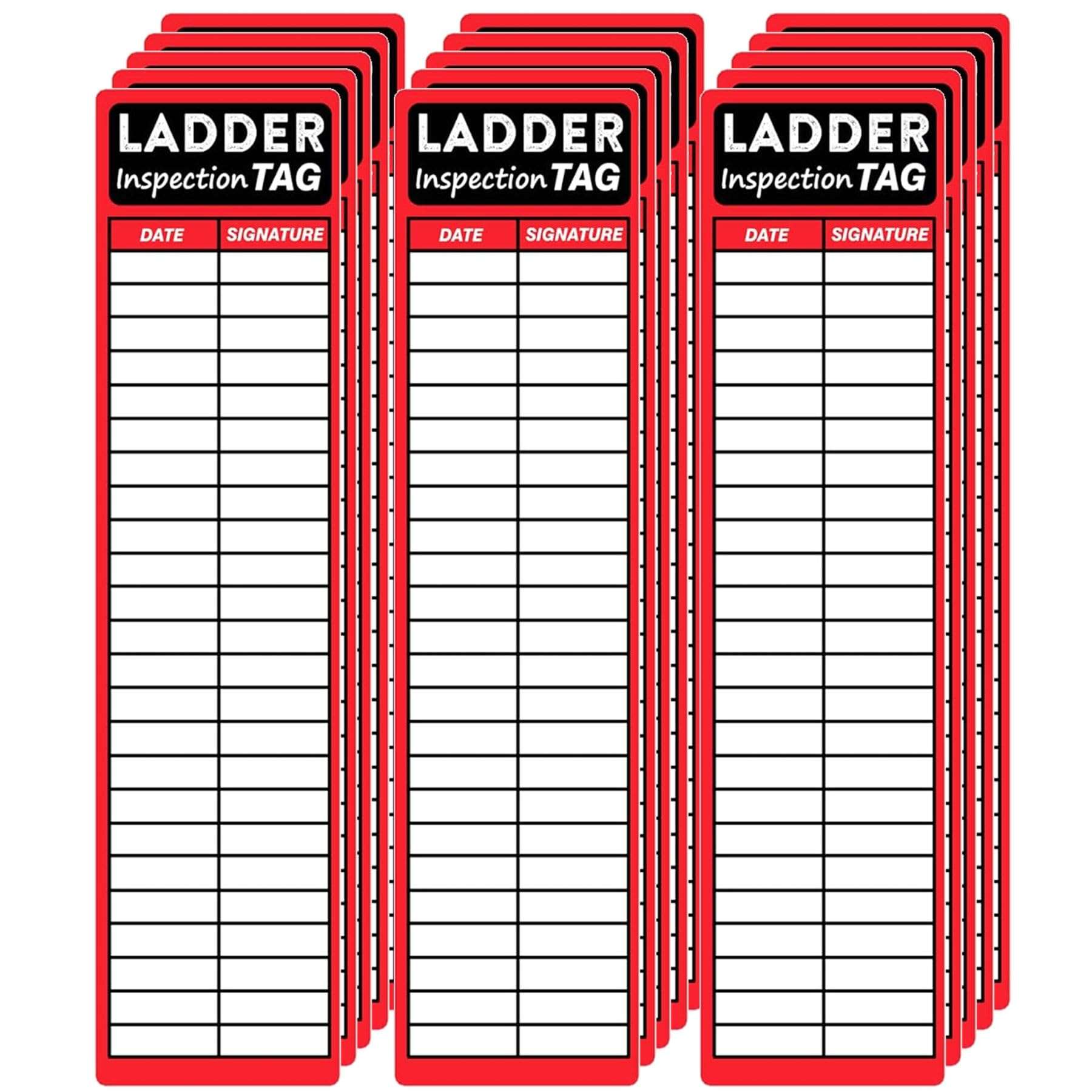 Ladder Inspection Labels 100 Pcs Safety Stickers for Ladders 8.5 x 2 Inch Red Safety Inspection Tags Stickers Vinyl Maintenance Labels Ladder Inspection Tags for Industrial 1