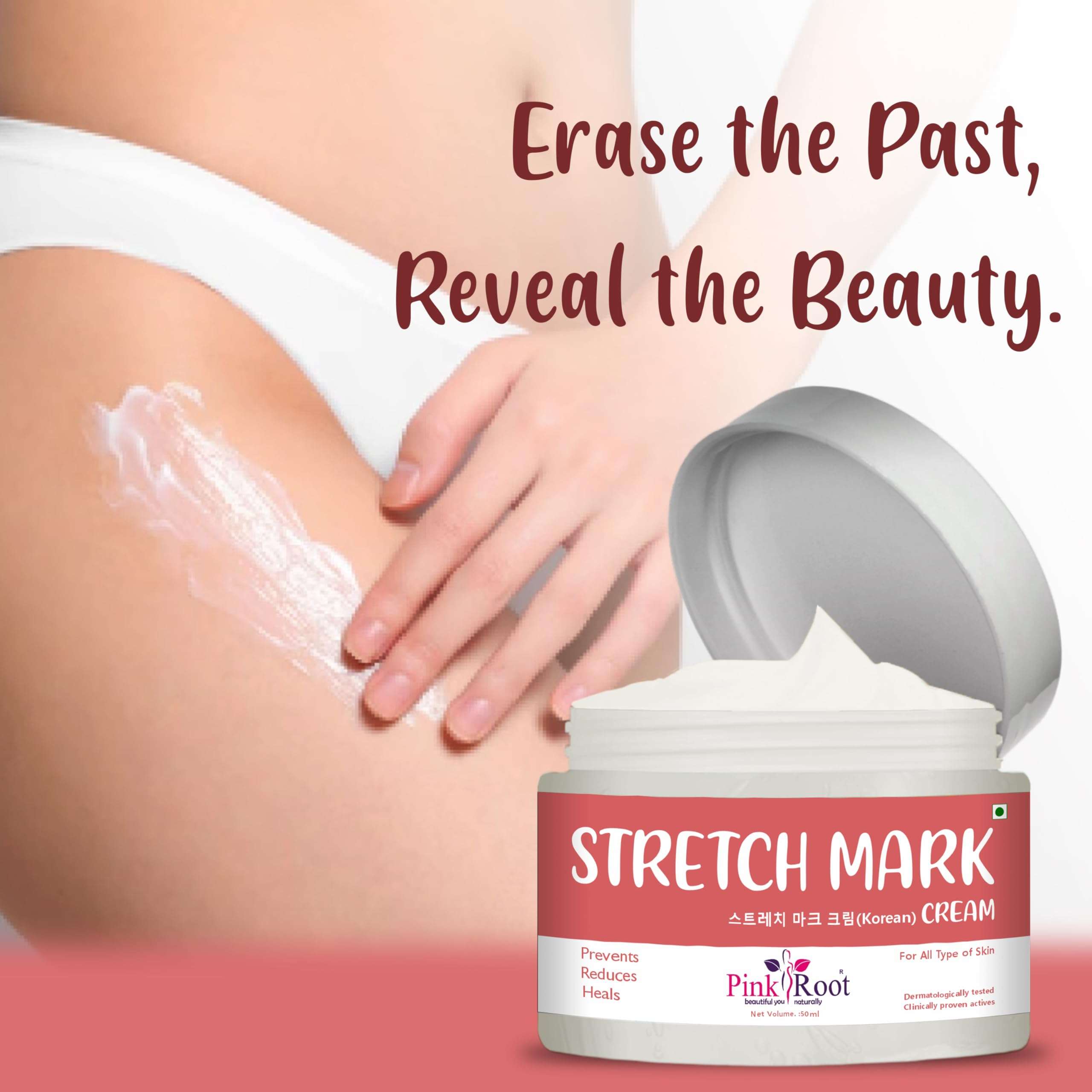 Pink Root Stretch Mark Cream 50ml - Reduce Appearance of Stretch Marks Over Time & Reduces Redness 5