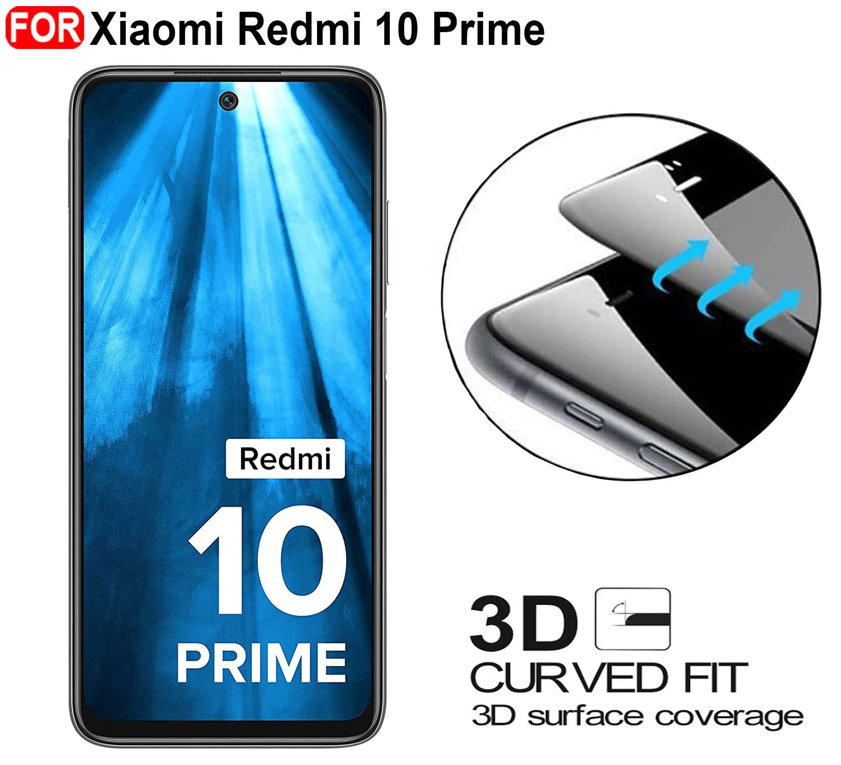 CEDO Redmi 10 Prime Tempered Glass | Screen Protector Full Glue Coverage Edge to Edge Tempered Glass for Xiaomi Redmi 10 Prime (Black) 5