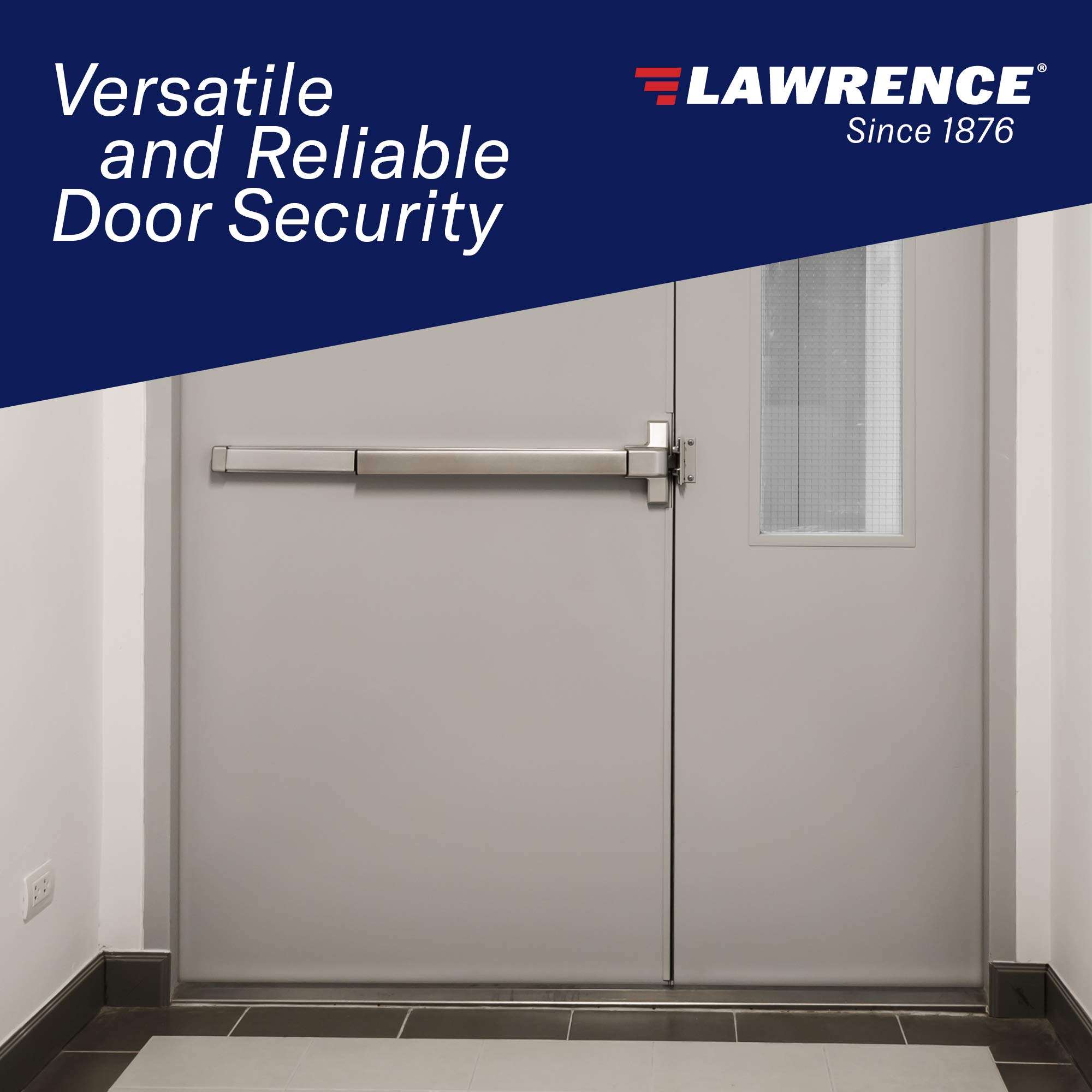 Lawrence Panic Push Bar Exit Device - Medium Duty Grade 2 Stainless Steel Auxiliary Guarded Commercial Door Lock Stopper - Shock Resistant Locking Mechanism for Security, Emergency, Fire 5